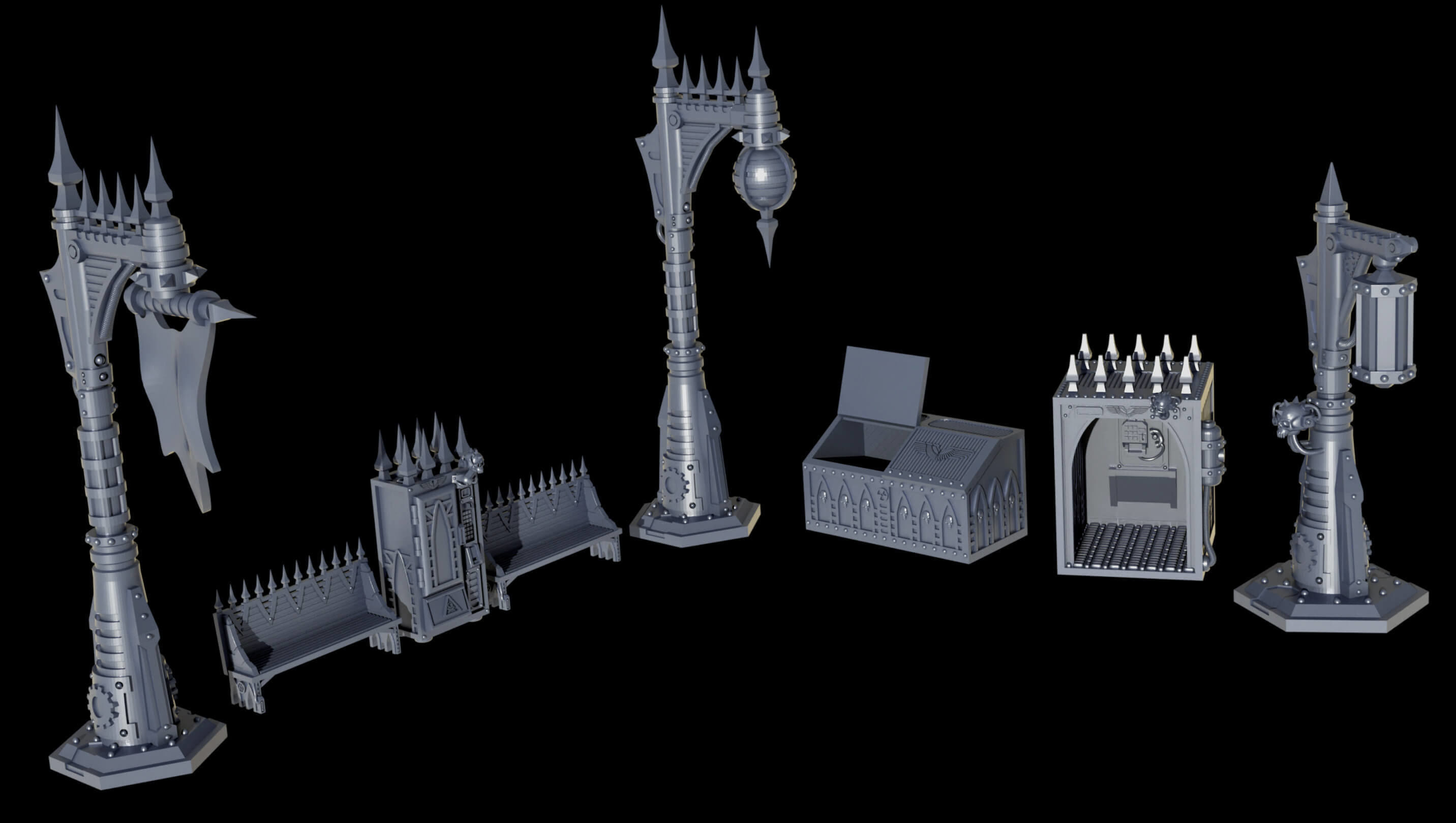 Gothic Sci Fi City Scatter Terrain Pack A  3D print model_25