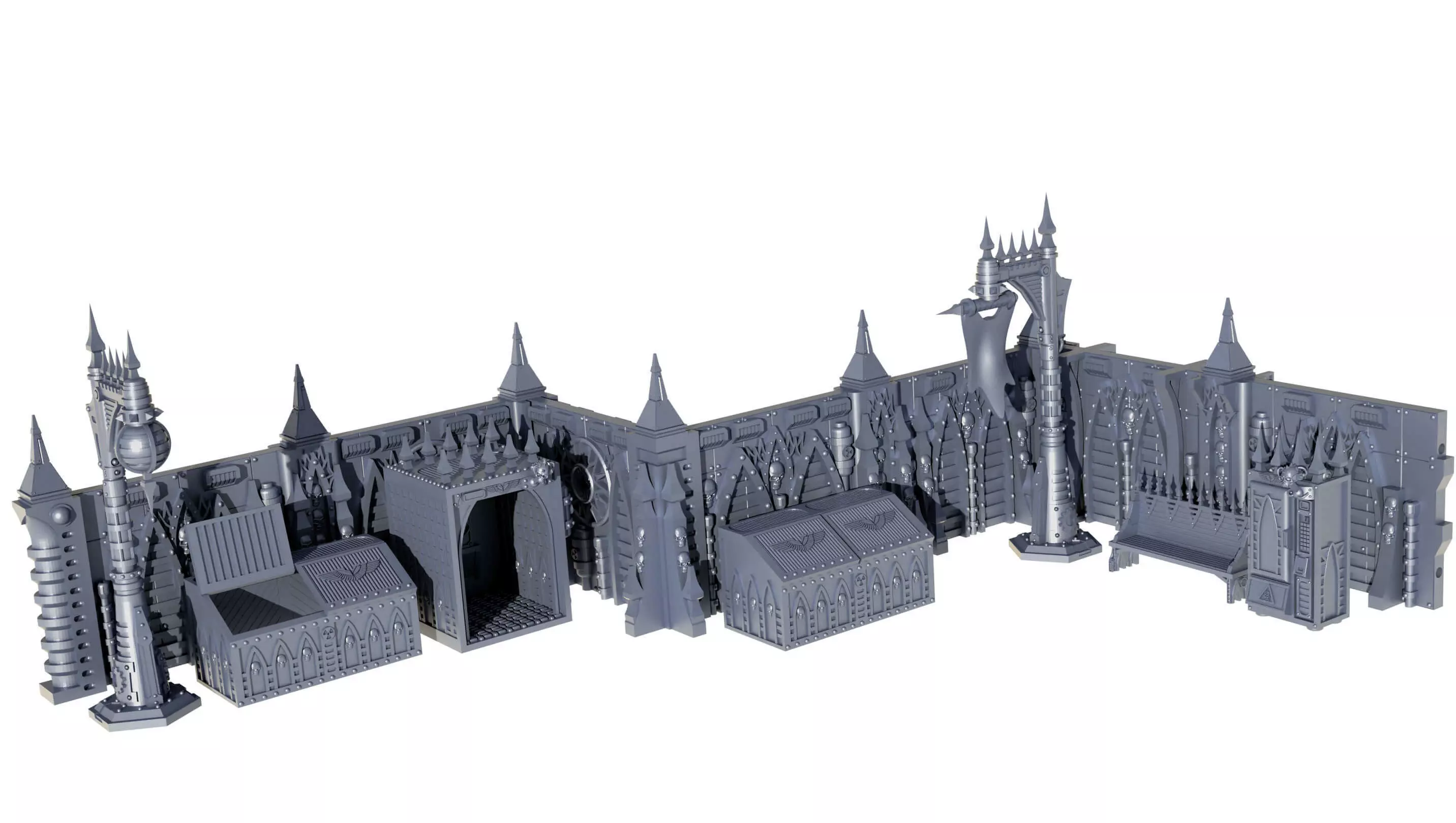 Gothic Sci Fi City Scatter Terrain Pack A  3D print model_0