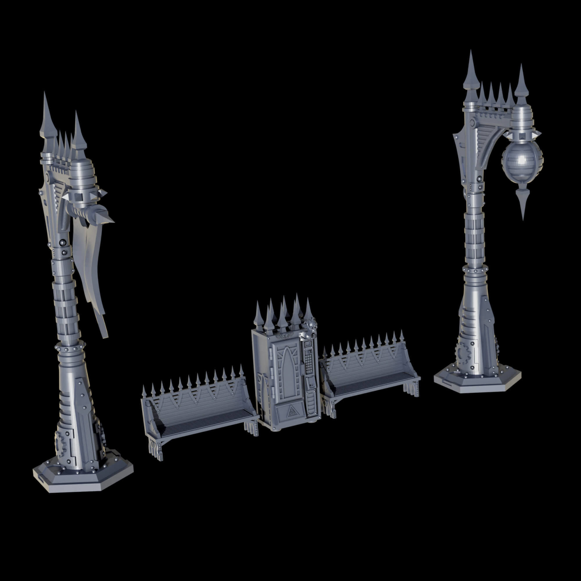 Gothic Sci Fi City Scatter Terrain Pack A  3D print model_10