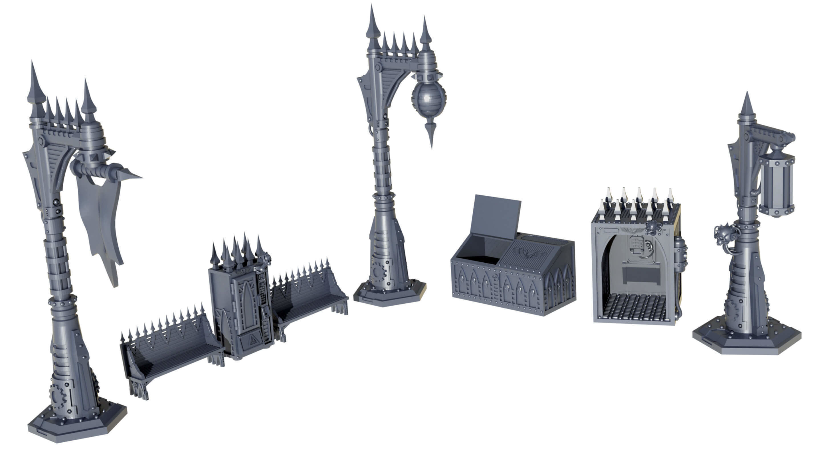 Gothic Sci Fi City Scatter Terrain Pack A  3D print model_3
