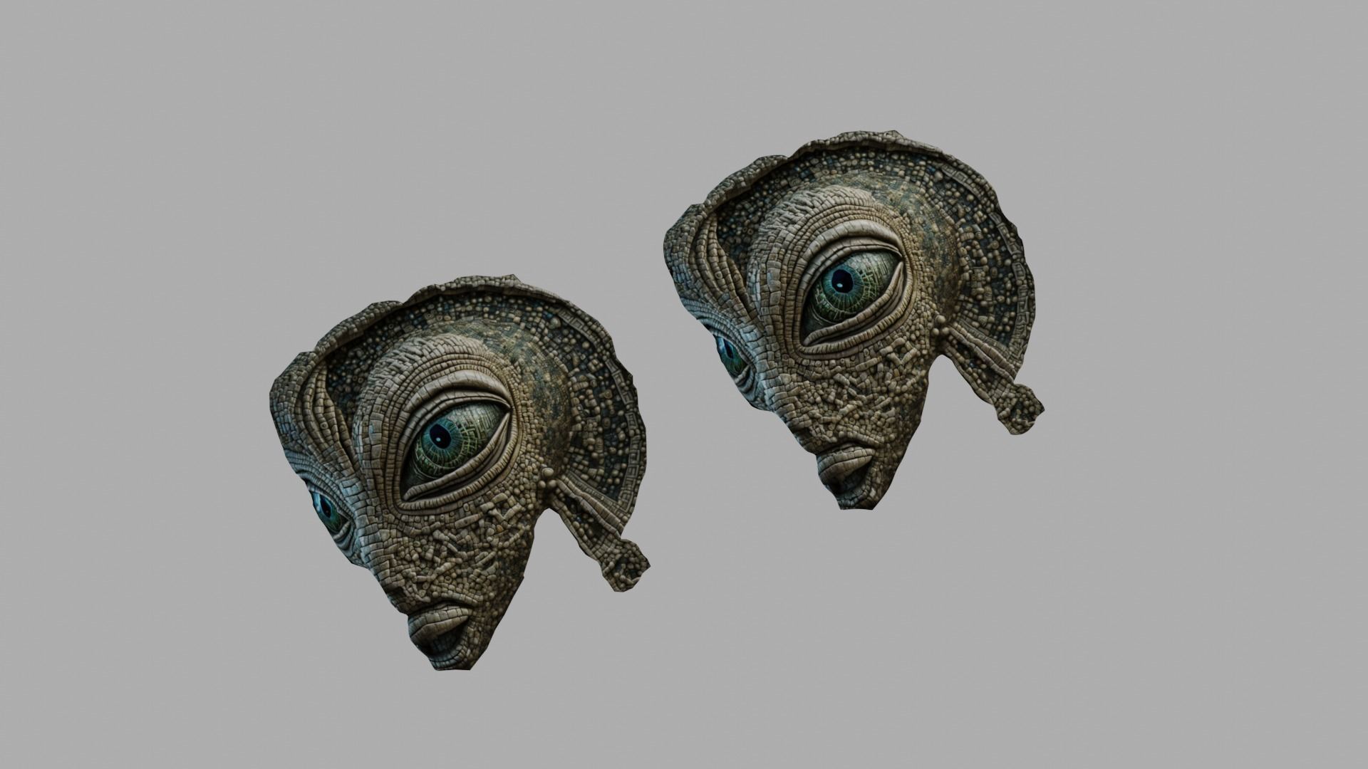 3D alien sea space god mosaic with materials and textures Low-poly 3D model_11