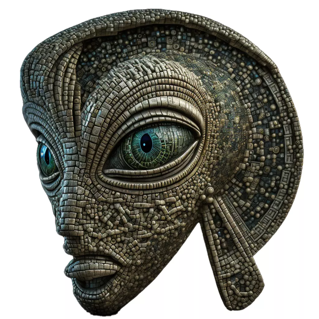 3D alien sea space god mosaic with materials and textures Low-poly 3D model_0