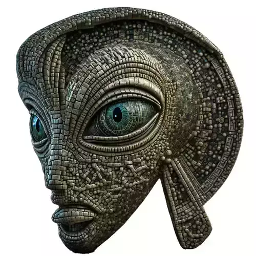 3D alien sea space god mosaic with materials and textures Low-poly 3D model