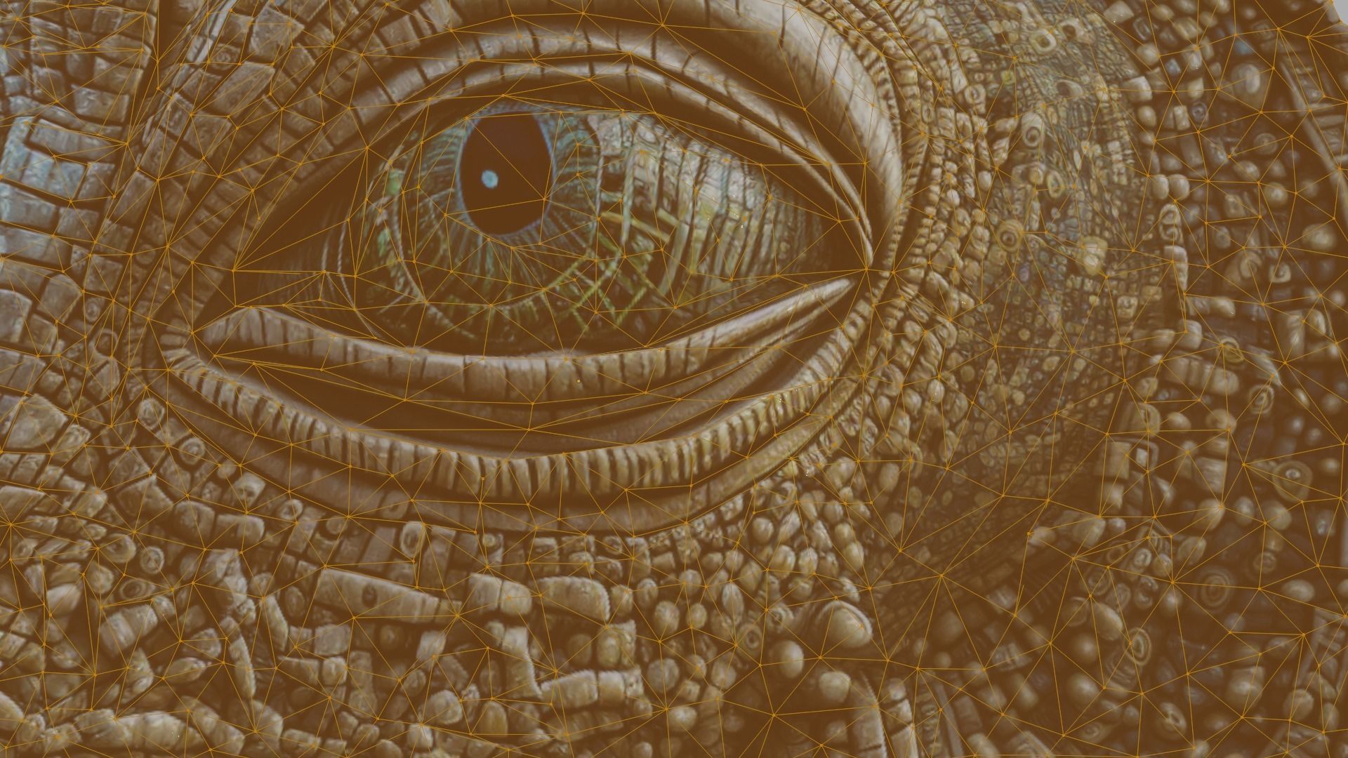 3D alien sea space god mosaic with materials and textures Low-poly 3D model_1