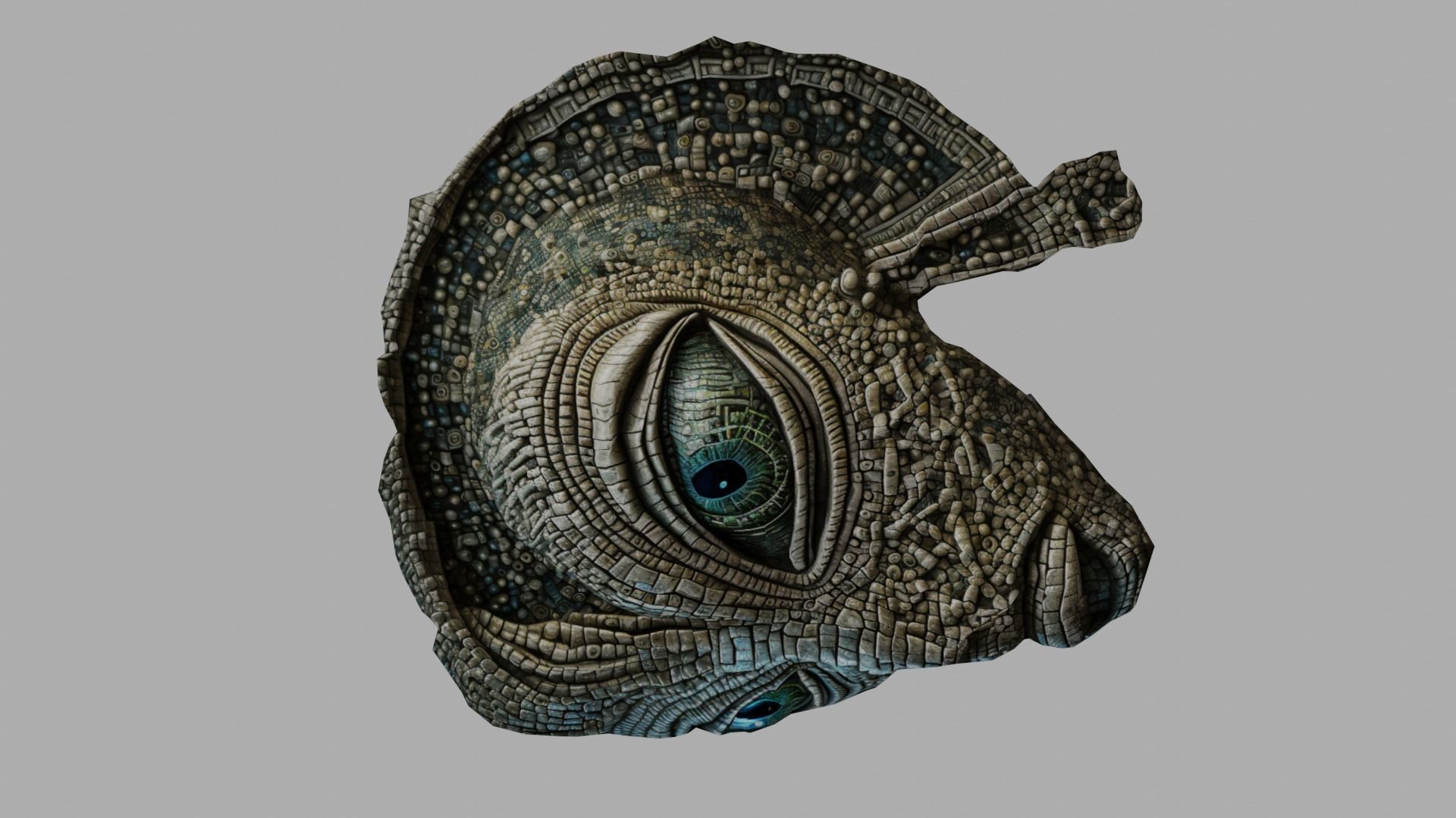 3D alien sea space god mosaic with materials and textures Low-poly 3D model_6