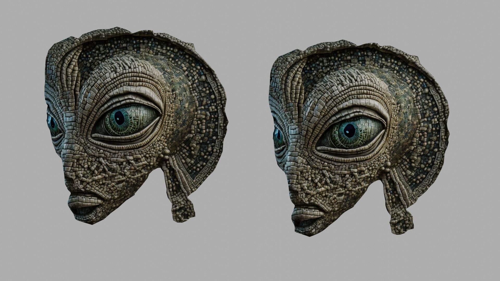 3D alien sea space god mosaic with materials and textures Low-poly 3D model_3