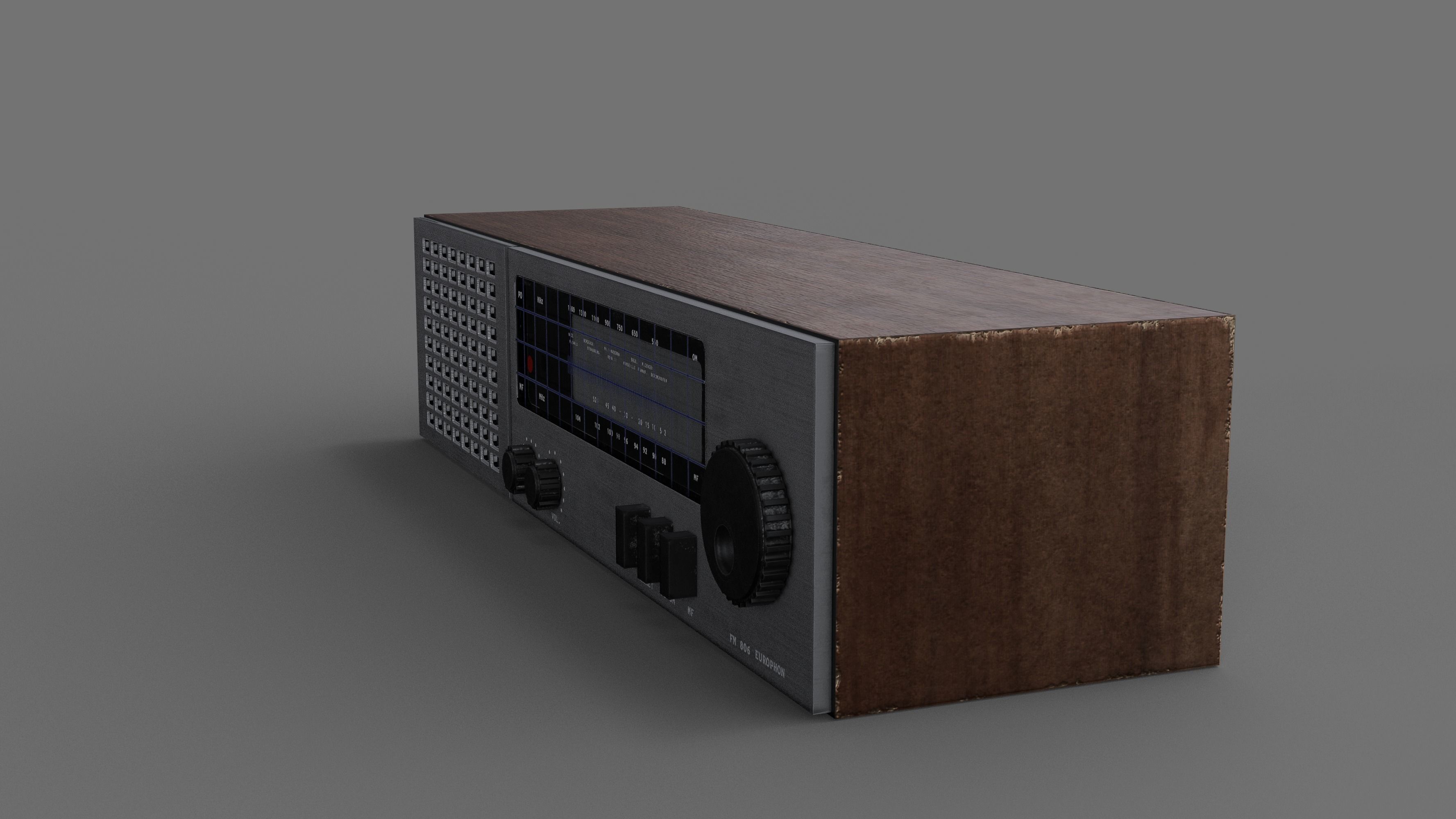 Retro Radio Low-poly 3D model_12