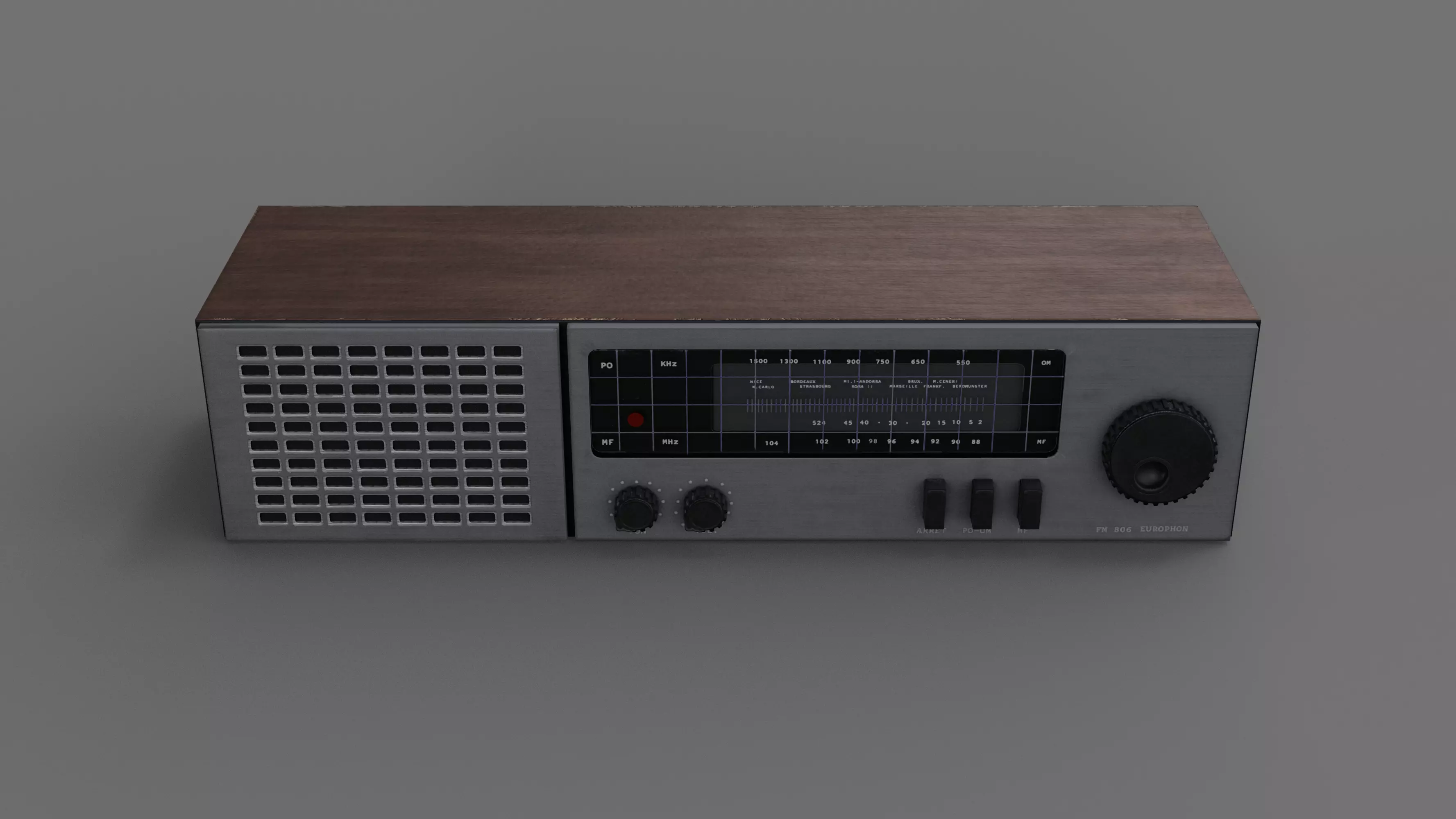 Retro Radio Low-poly 3D model_0