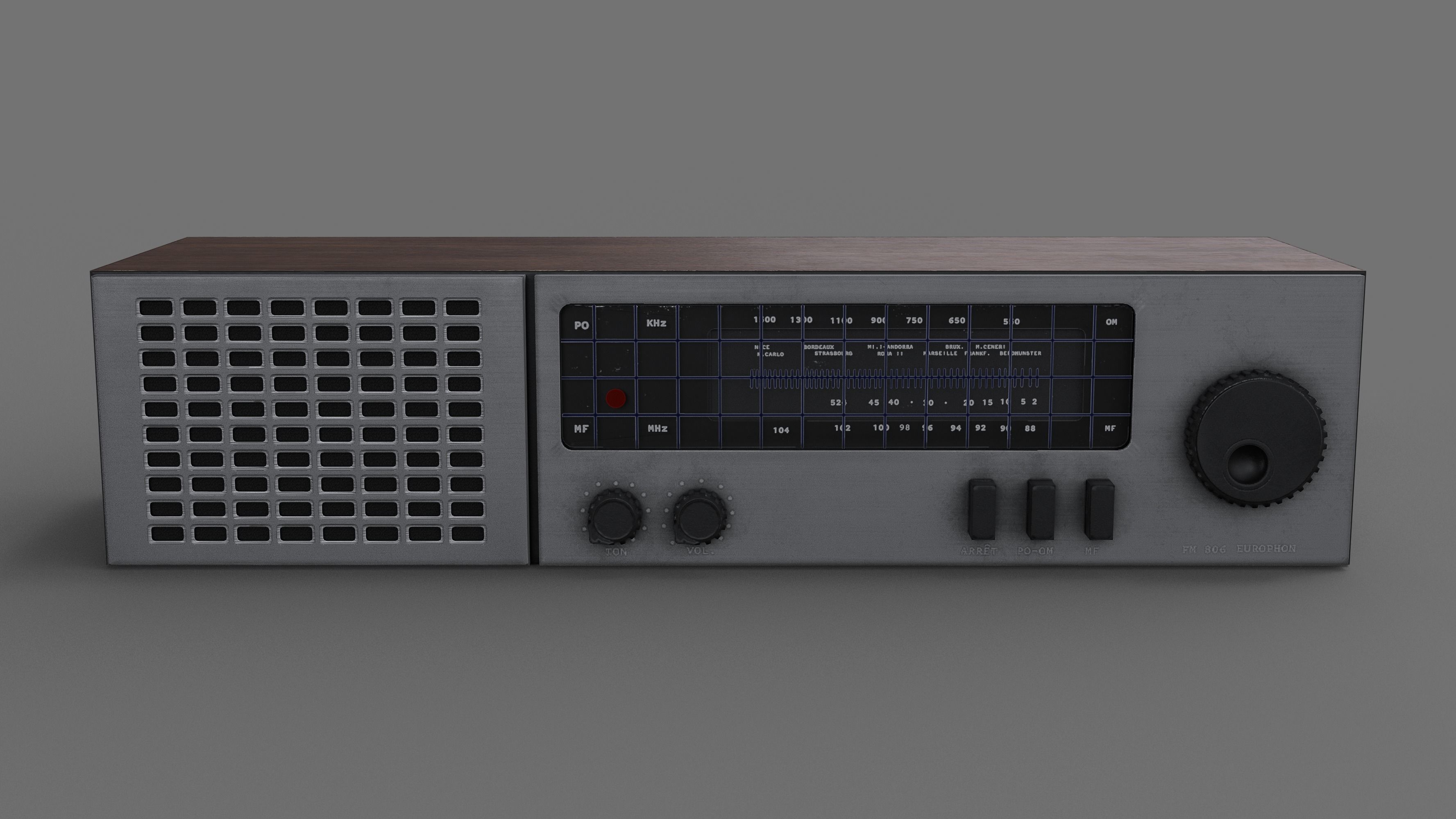 Retro Radio Low-poly 3D model_10