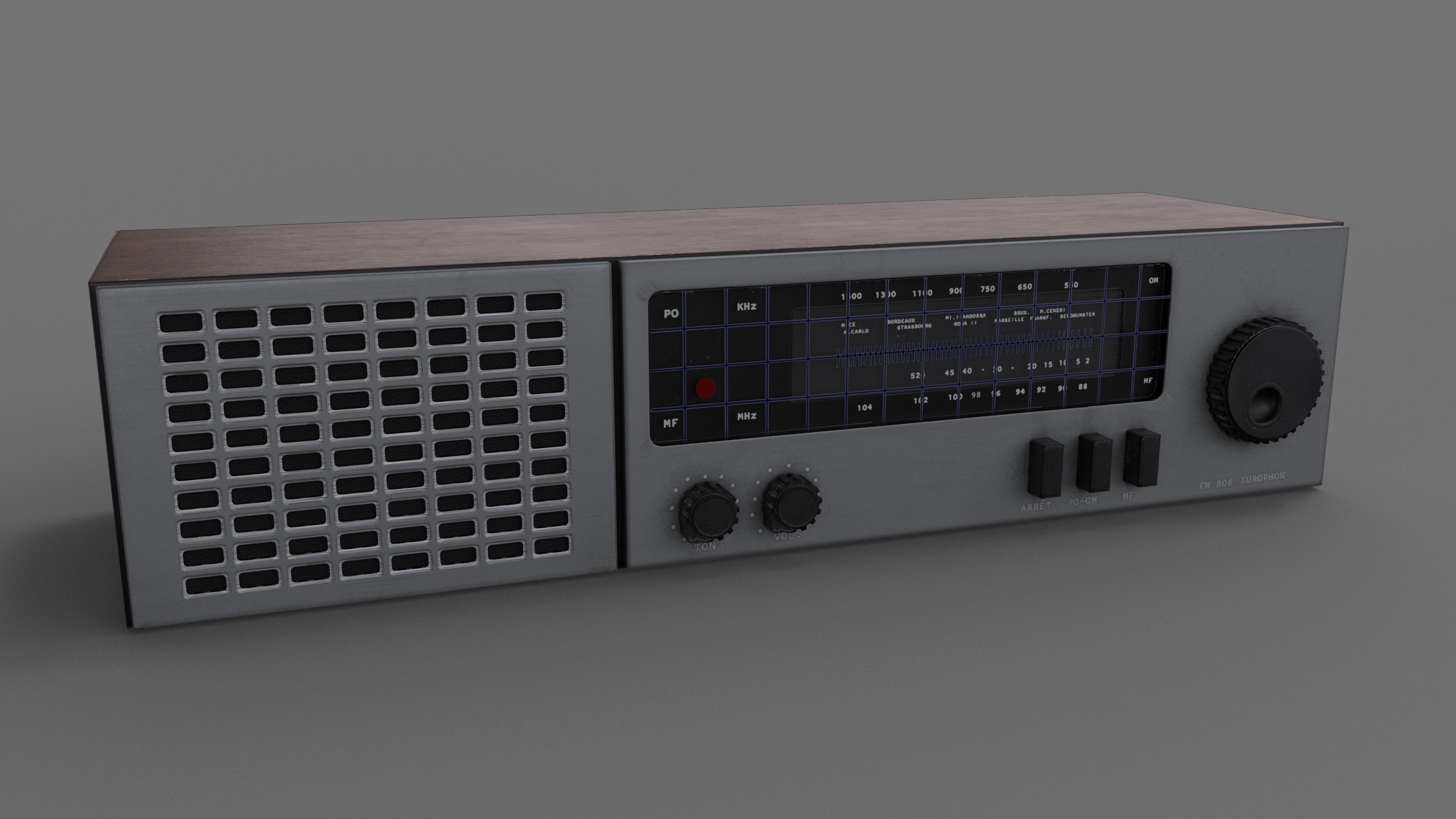 Retro Radio Low-poly 3D model_1