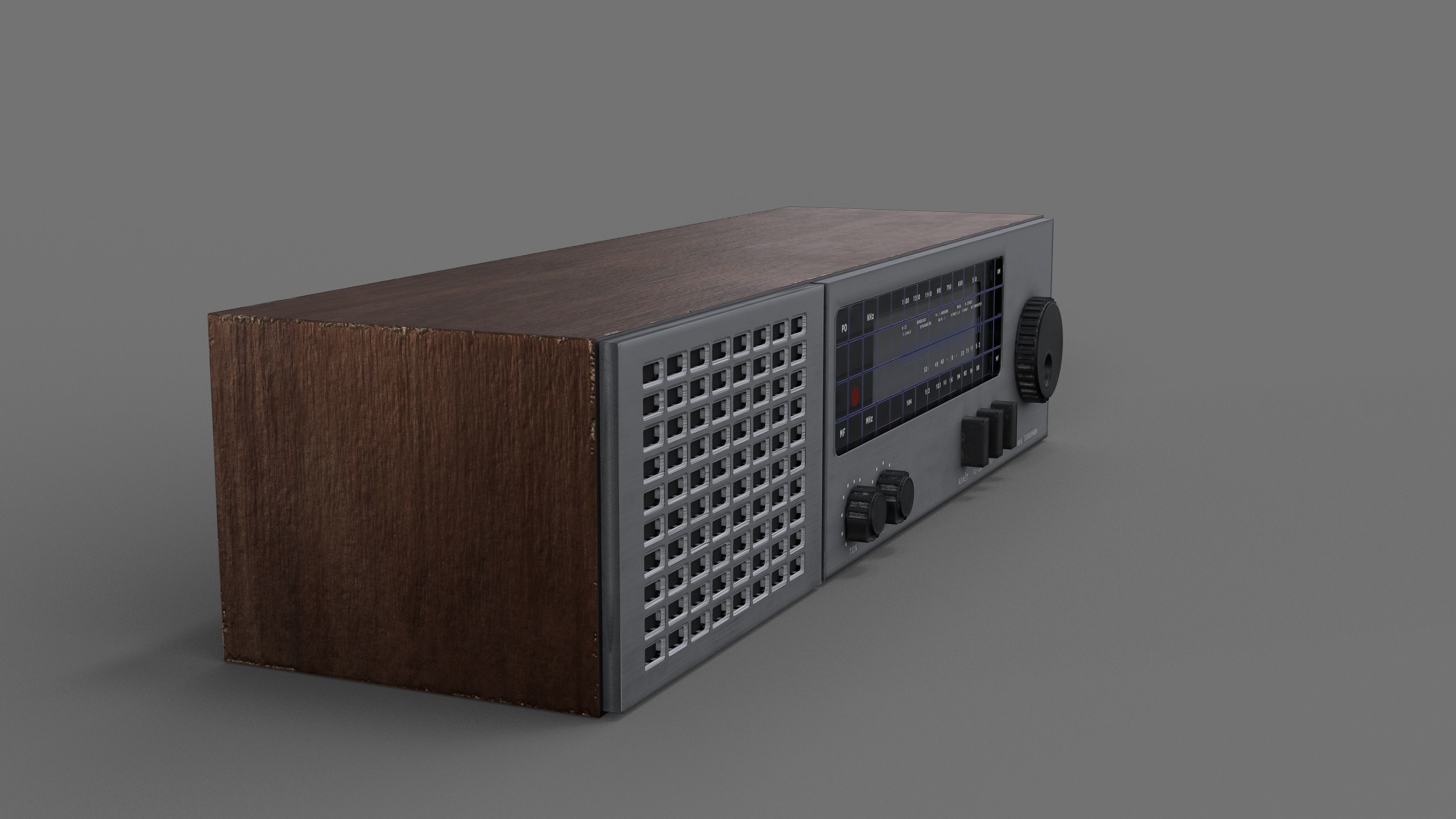 Retro Radio Low-poly 3D model_11