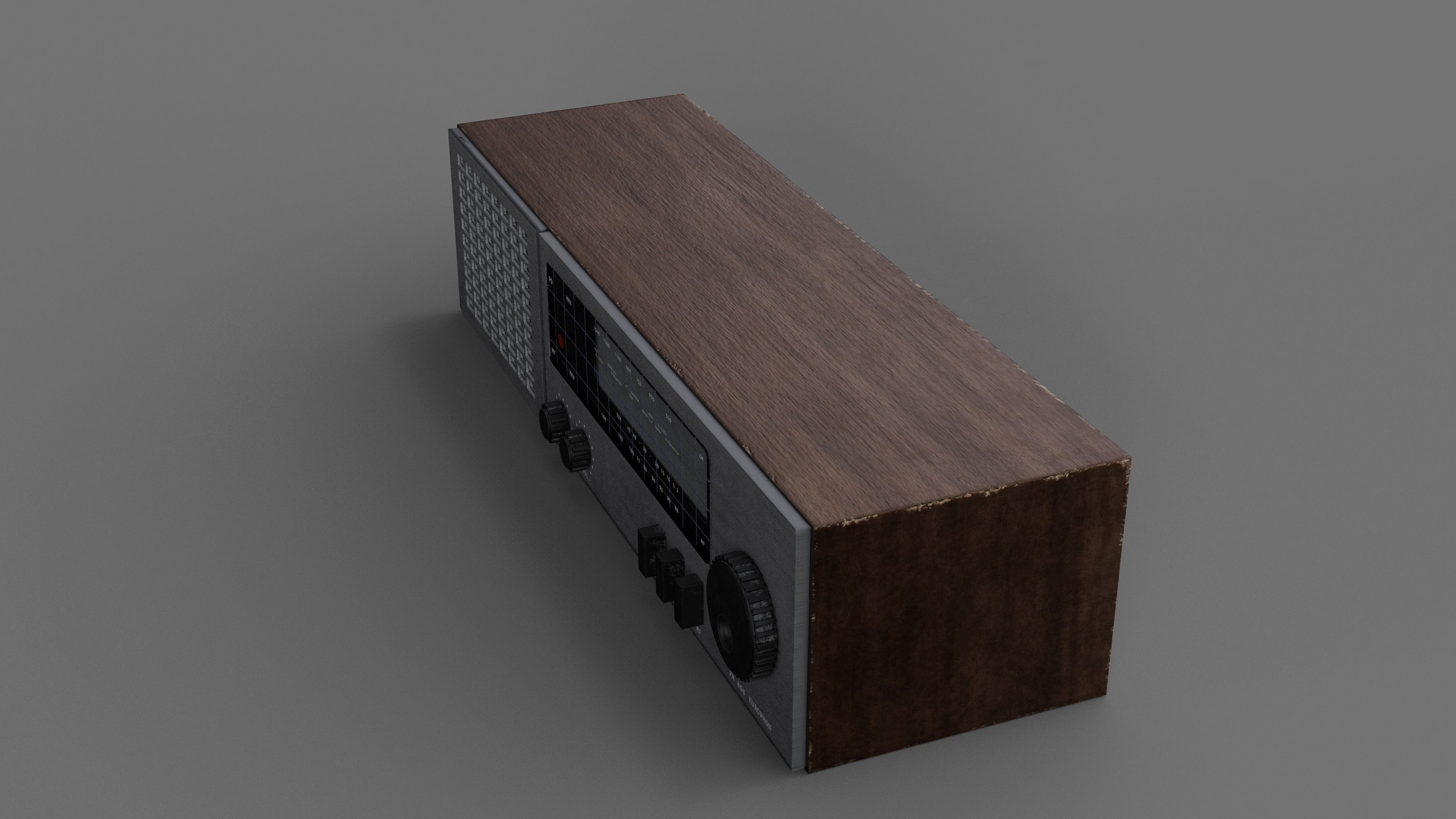 Retro Radio Low-poly 3D model_4