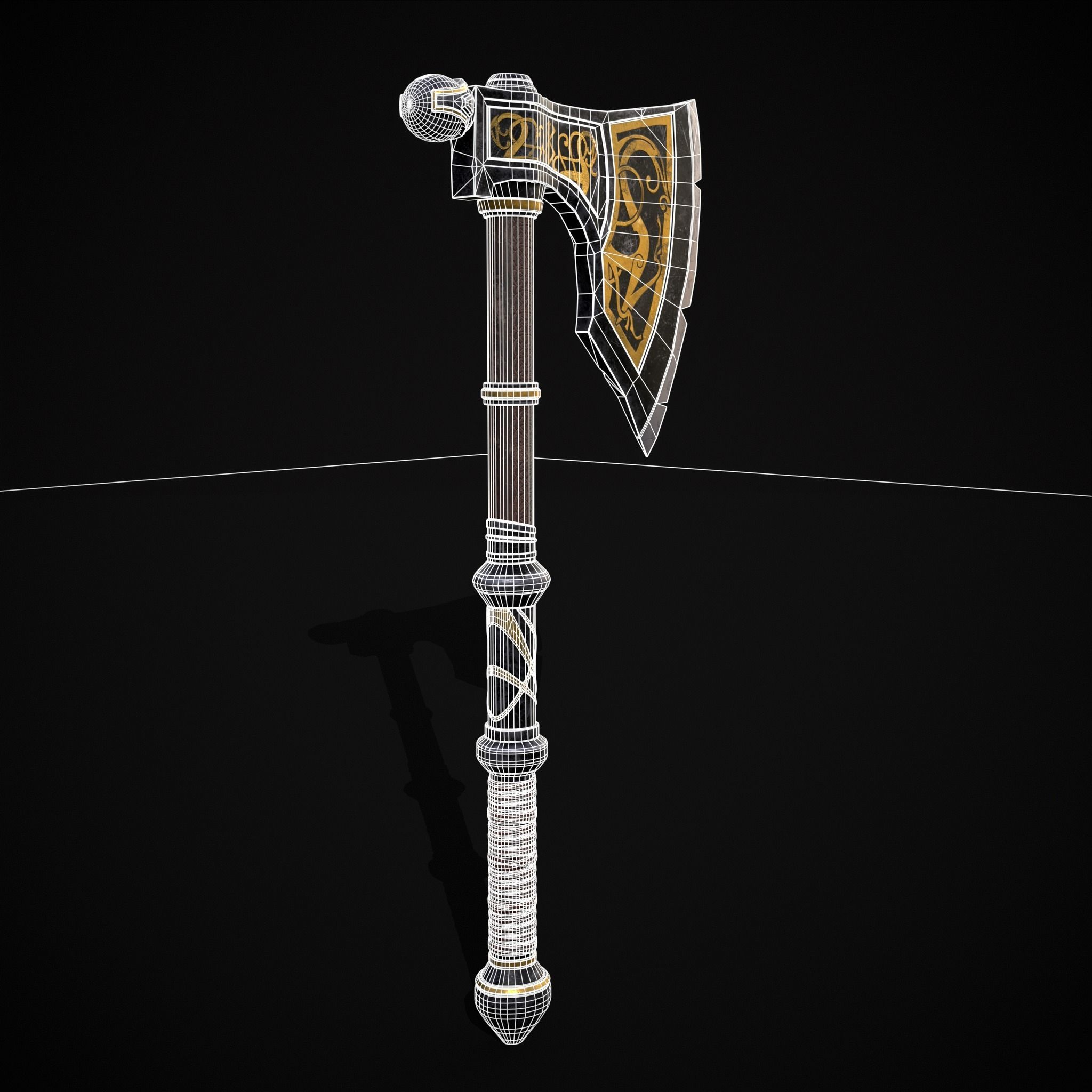 Fantasy Urnes Style Viking War Axe Low-poly 3D model_34