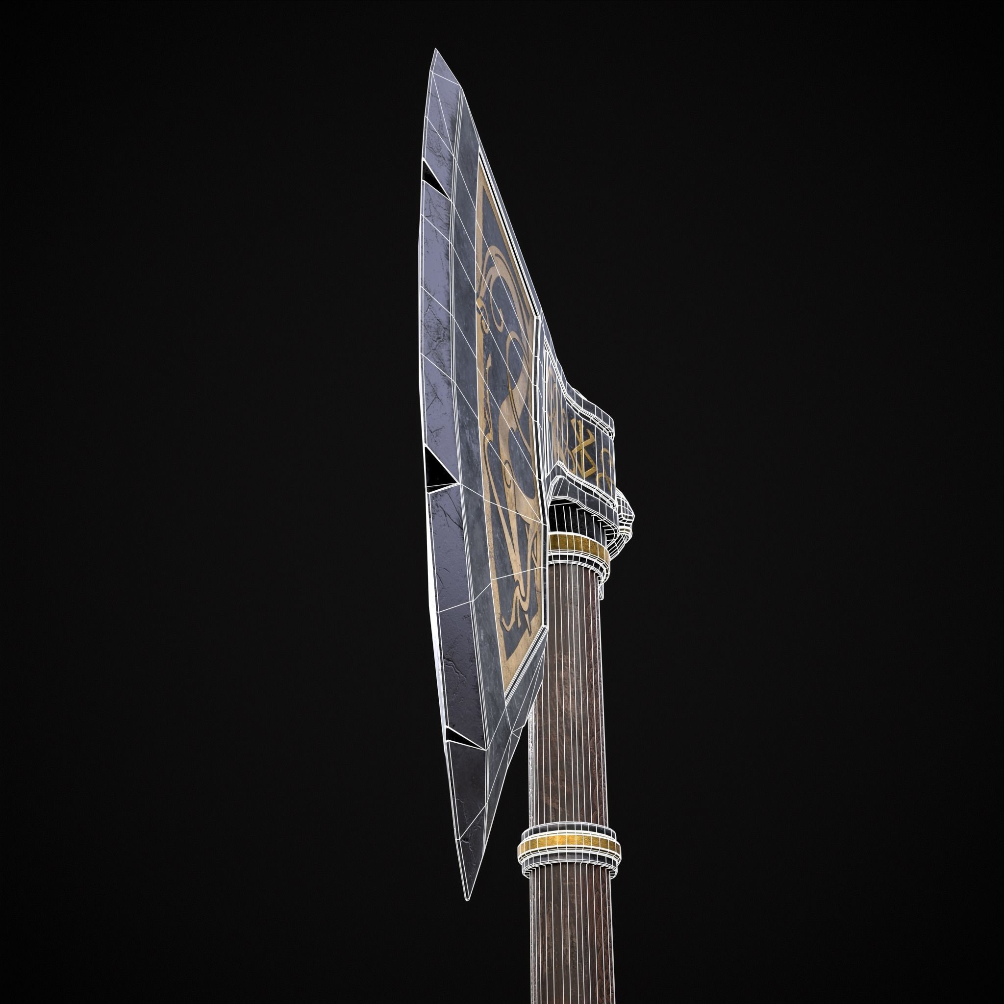 Fantasy Urnes Style Viking War Axe Low-poly 3D model_30