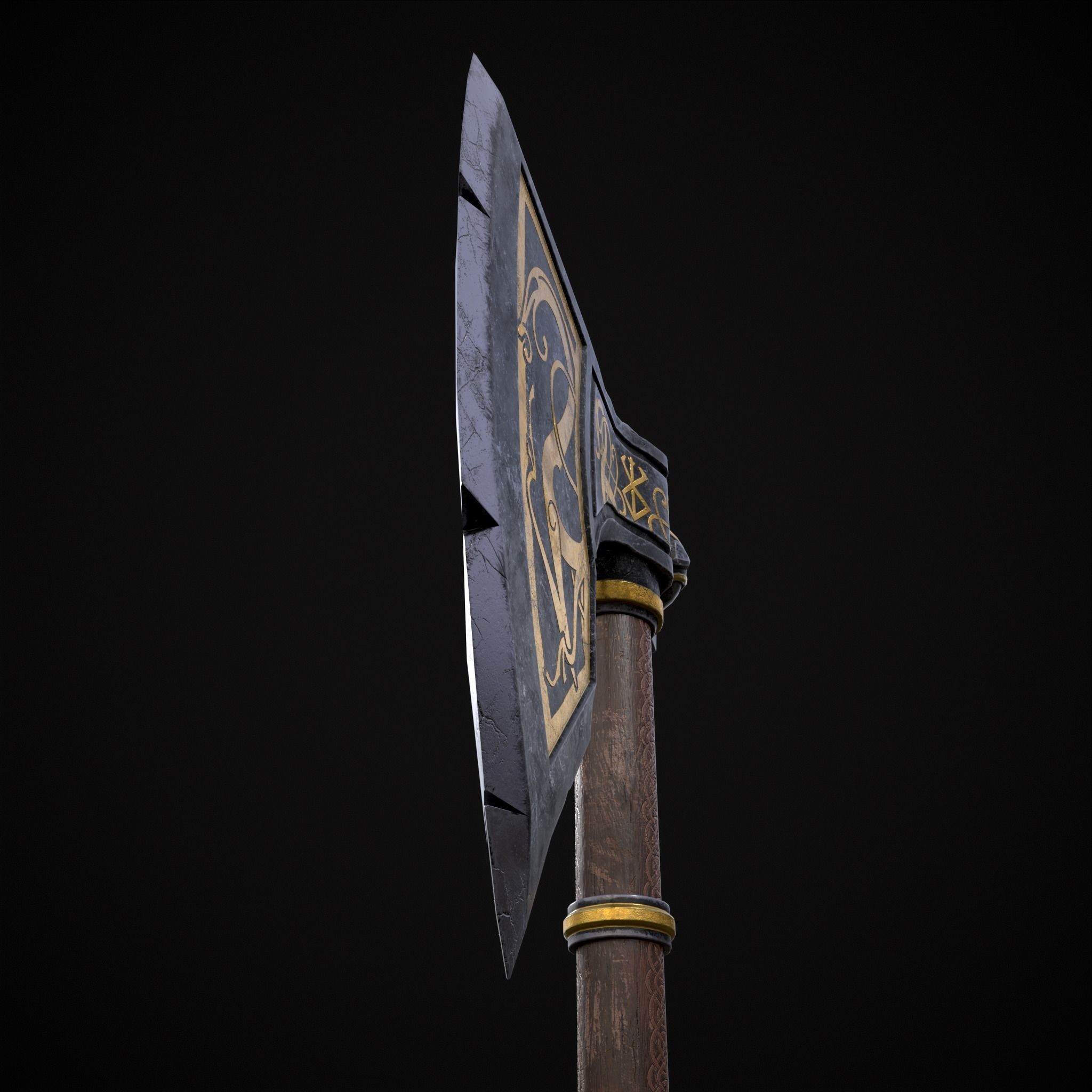 Fantasy Urnes Style Viking War Axe Low-poly 3D model_29