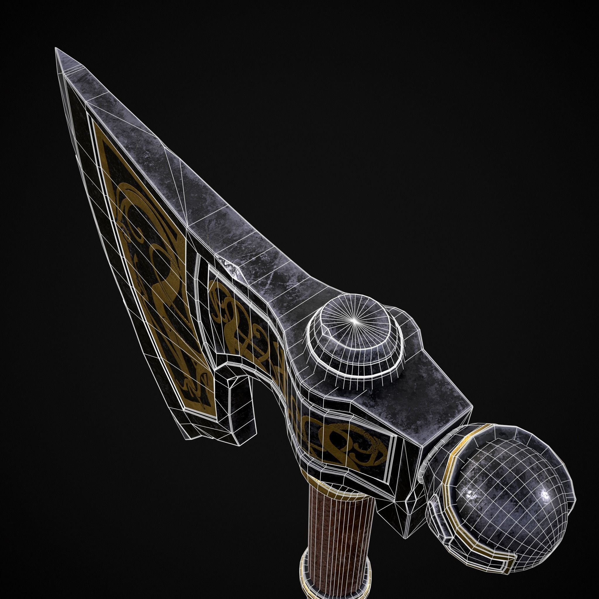 Fantasy Urnes Style Viking War Axe Low-poly 3D model_18