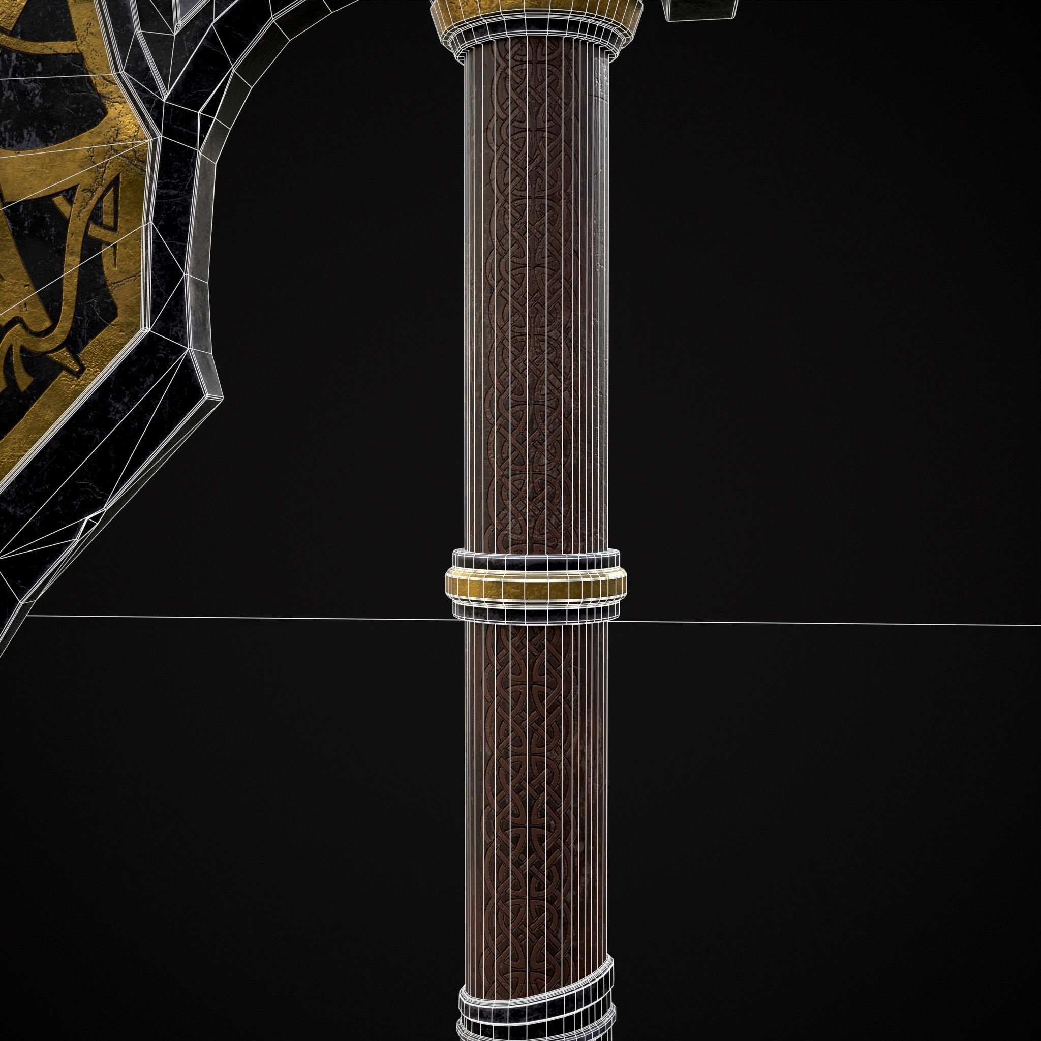 Fantasy Urnes Style Viking War Axe Low-poly 3D model_14