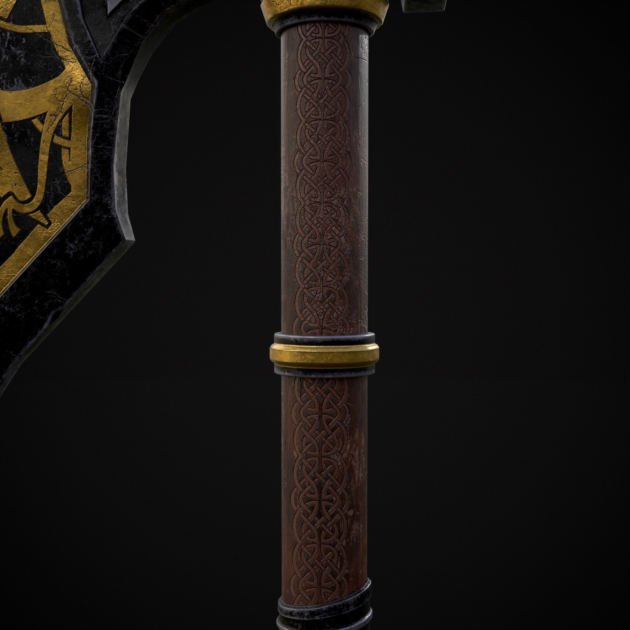 Fantasy Urnes Style Viking War Axe Low-poly 3D model_13