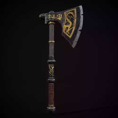 Fantasy Urnes Style Viking War Axe Low-poly 3D model