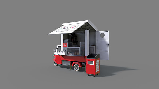 Food Truck Low-poly 3D model 5