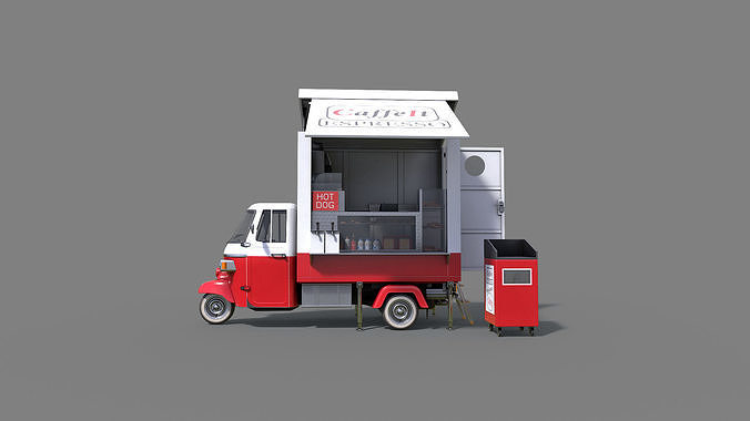 Food Truck Low-poly 3D model 3