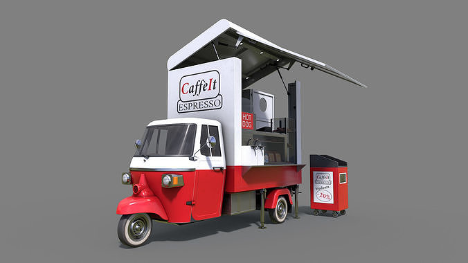 Food Truck Low-poly 3D model 2