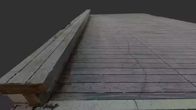 Realistic 3D scanned Low-Poly Wooden Deck Asset
