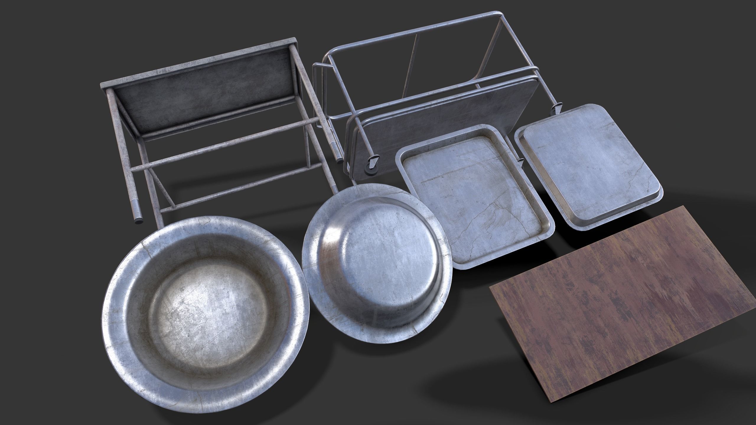 Abandoned Hospital Propses Set Low-poly 3D model_9