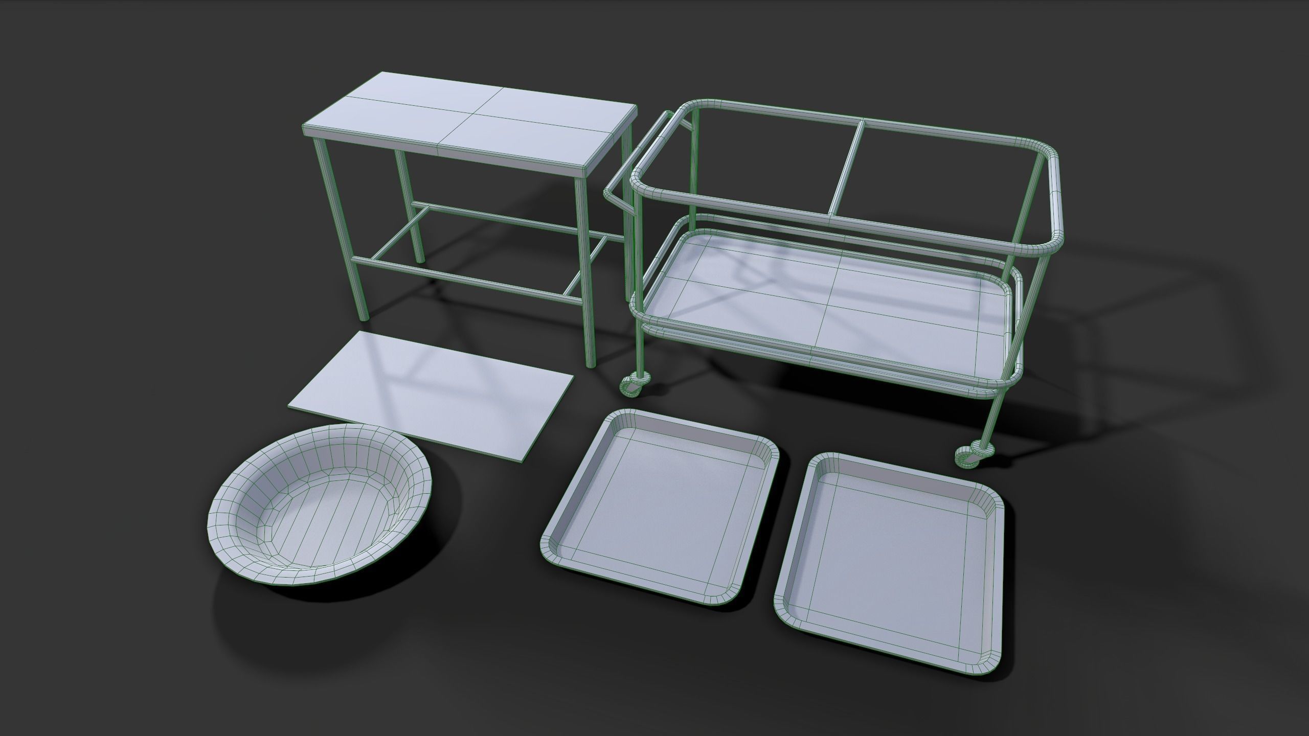 Abandoned Hospital Propses Set Low-poly 3D model_7