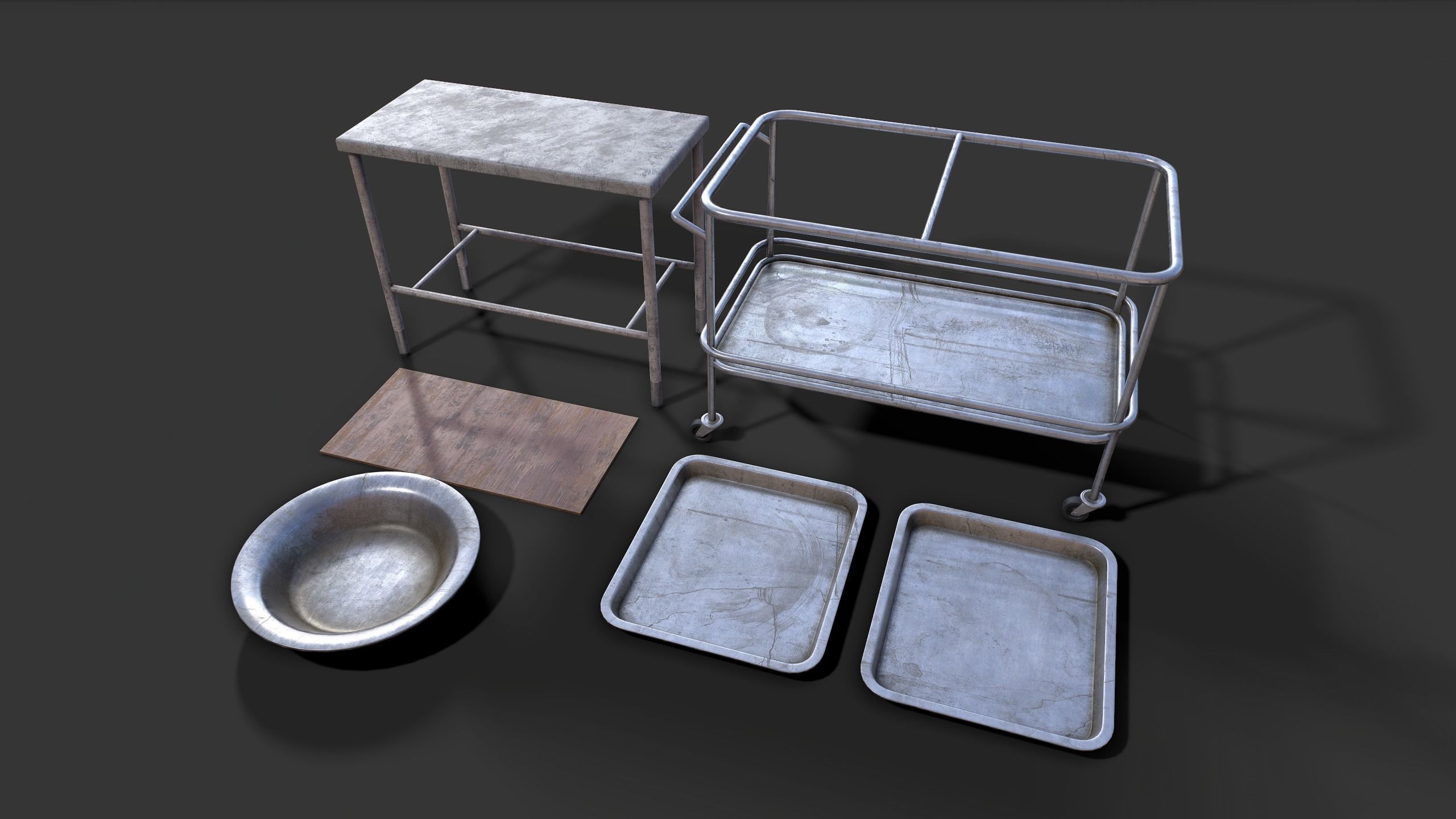 Abandoned Hospital Propses Set Low-poly 3D model_6