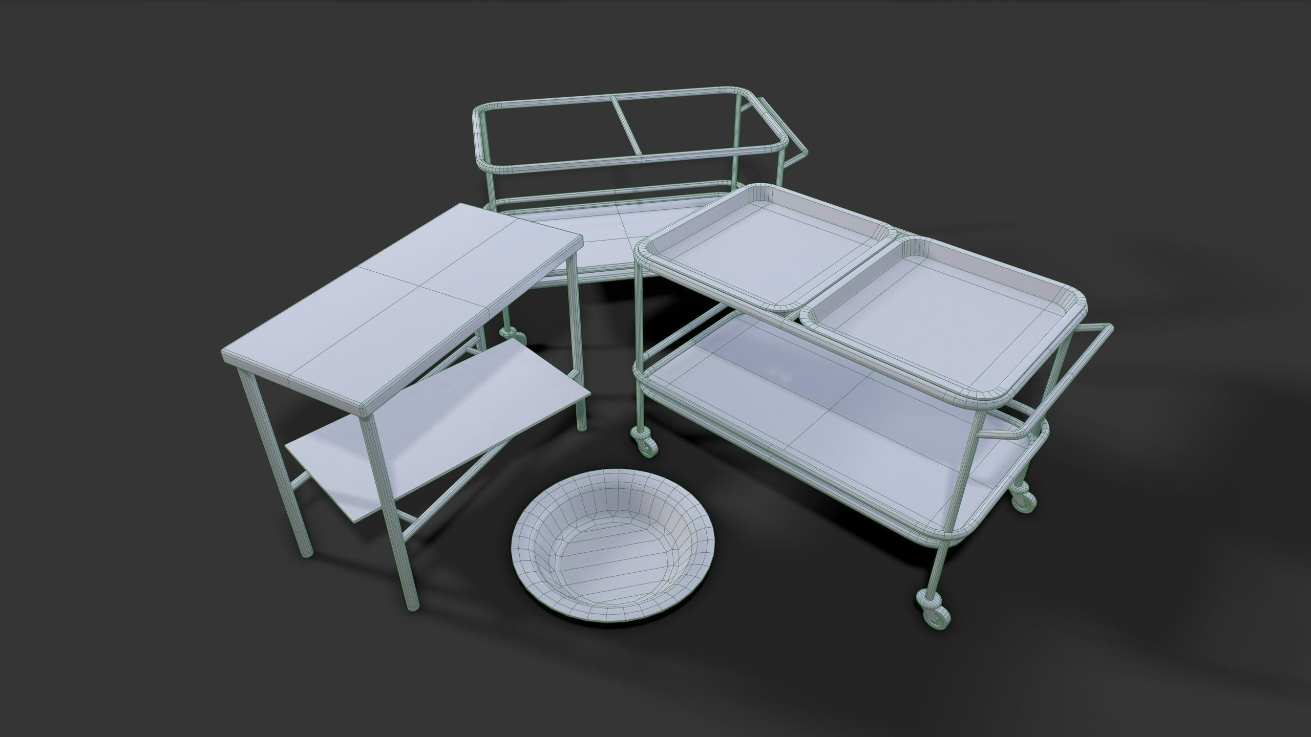 Abandoned Hospital Propses Set Low-poly 3D model_1