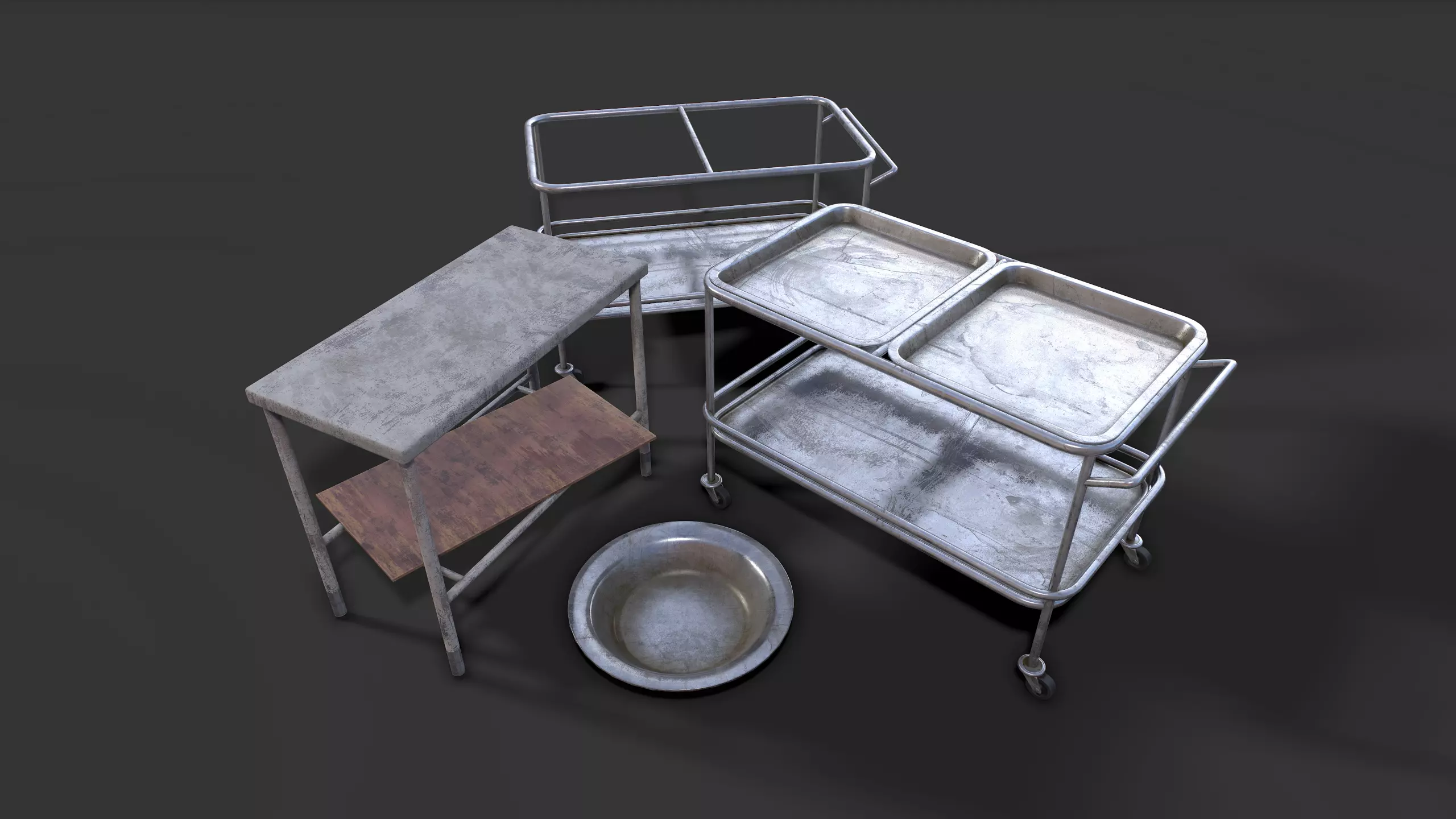Abandoned Hospital Propses Set Low-poly 3D model_0