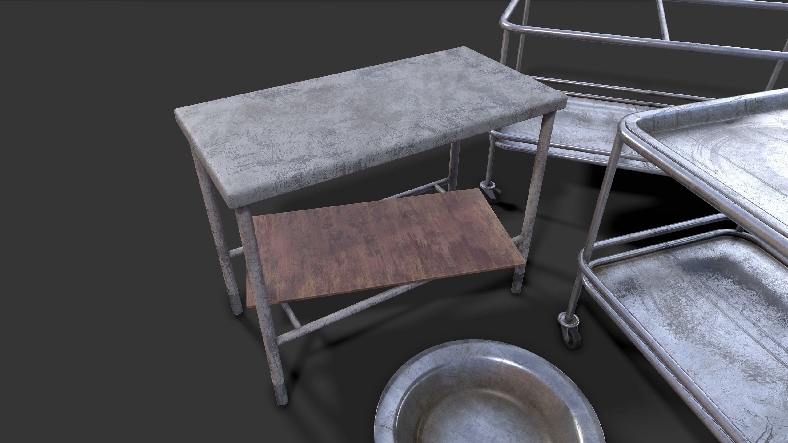 Abandoned Hospital Propses Set Low-poly 3D model_2