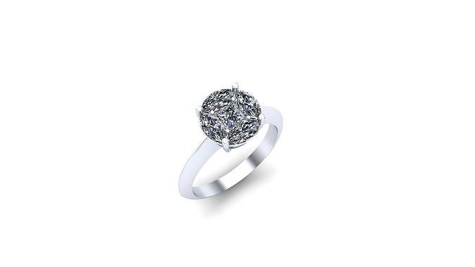 anel diamantes navete marquise 3D print model