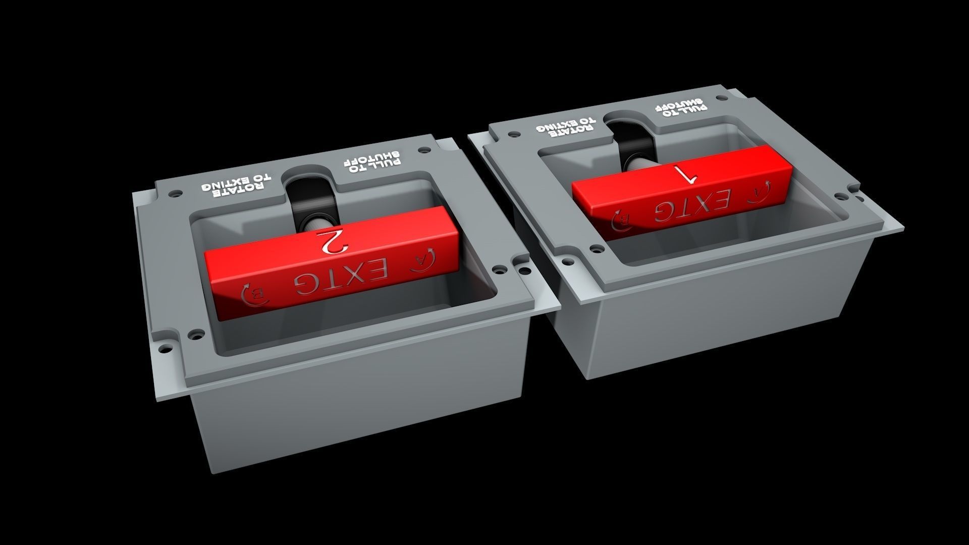 EMBRAER E1 OVERHEAD - DUMMY FIRE LEVER MECHANISM 3D print model_2