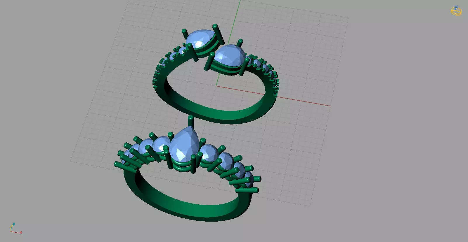 Aneis diamante 3D print model_0