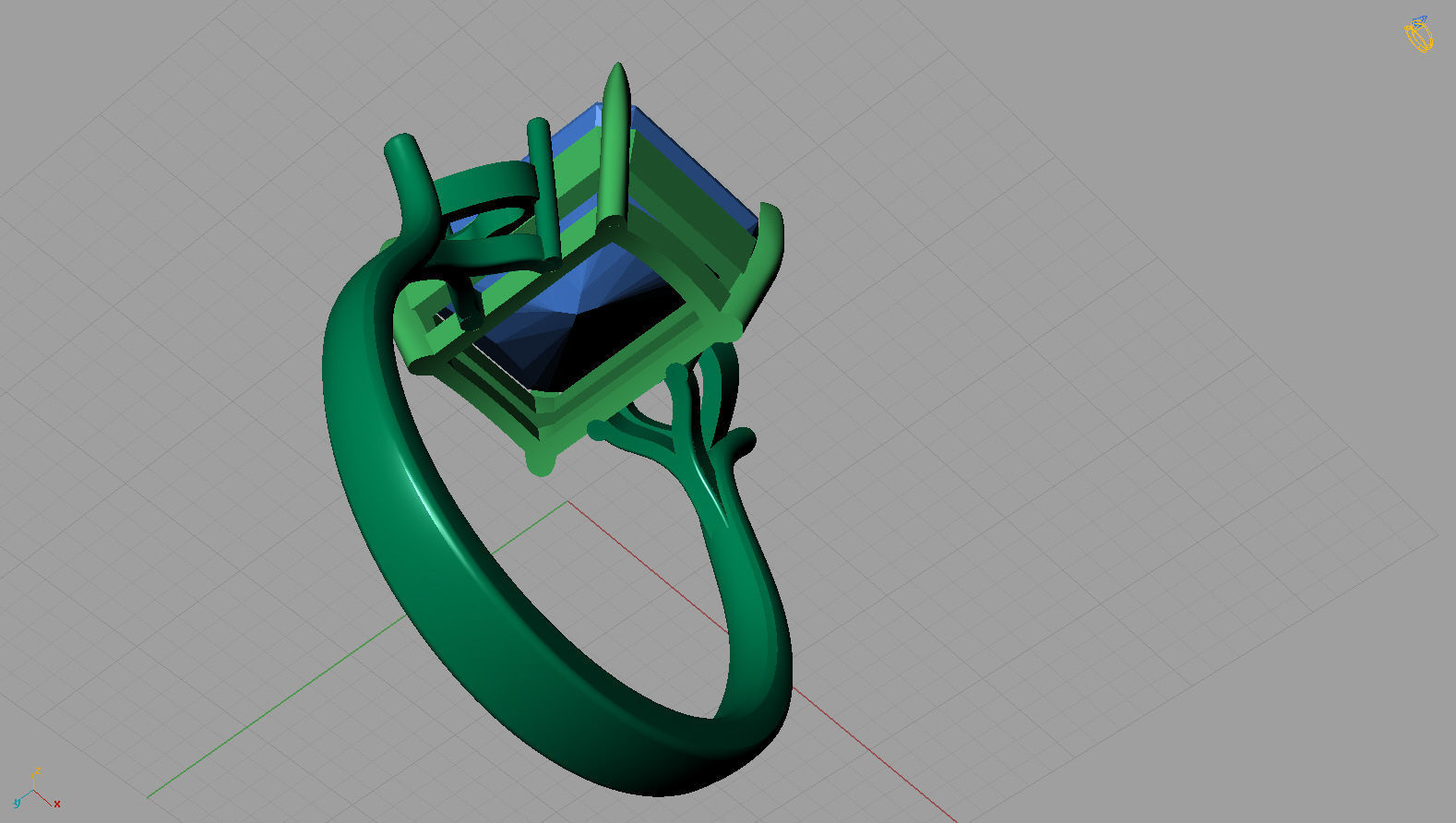 anel emerald heart 3D print model_4