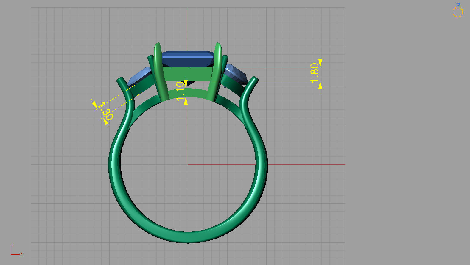 anel emerald heart 3D print model_1