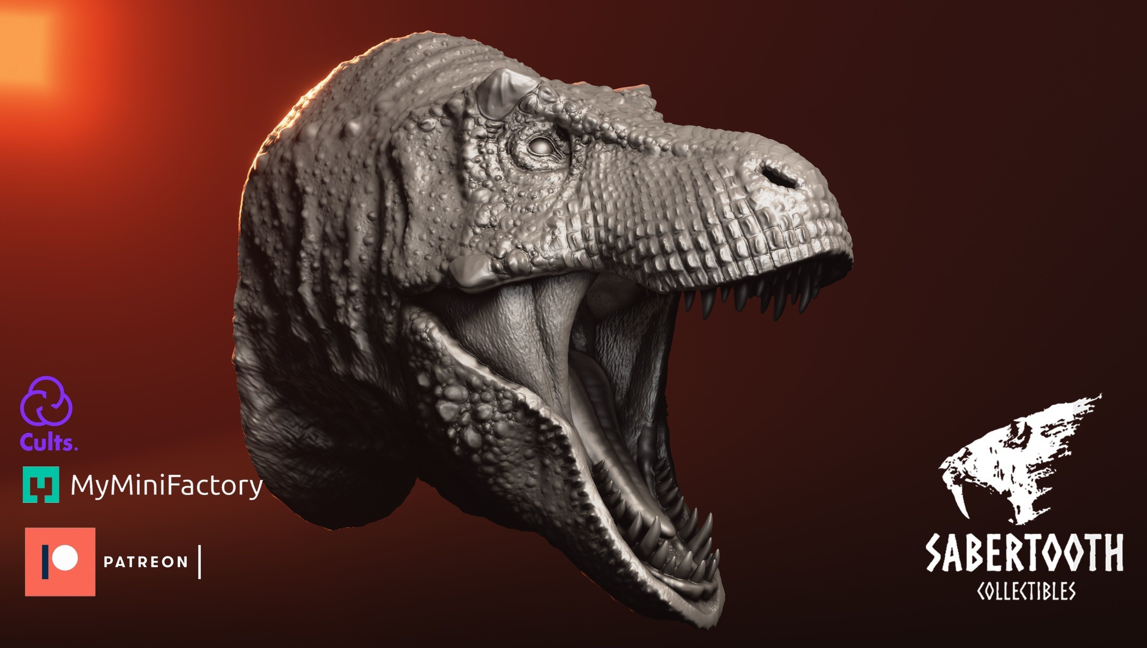 Tyrannosaurus Magnet Head 3D print model_5