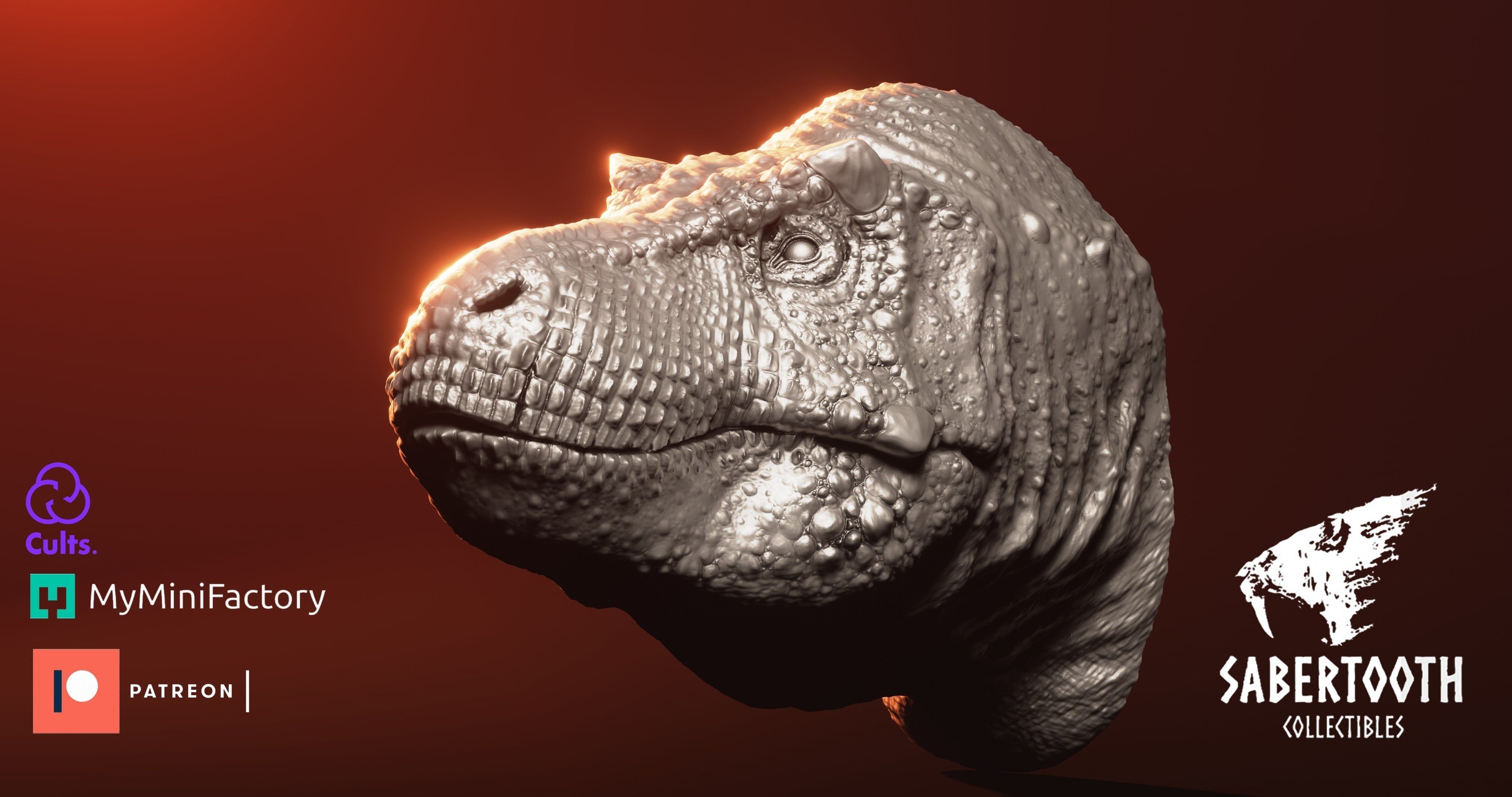 Tyrannosaurus Magnet Head 3D print model_4