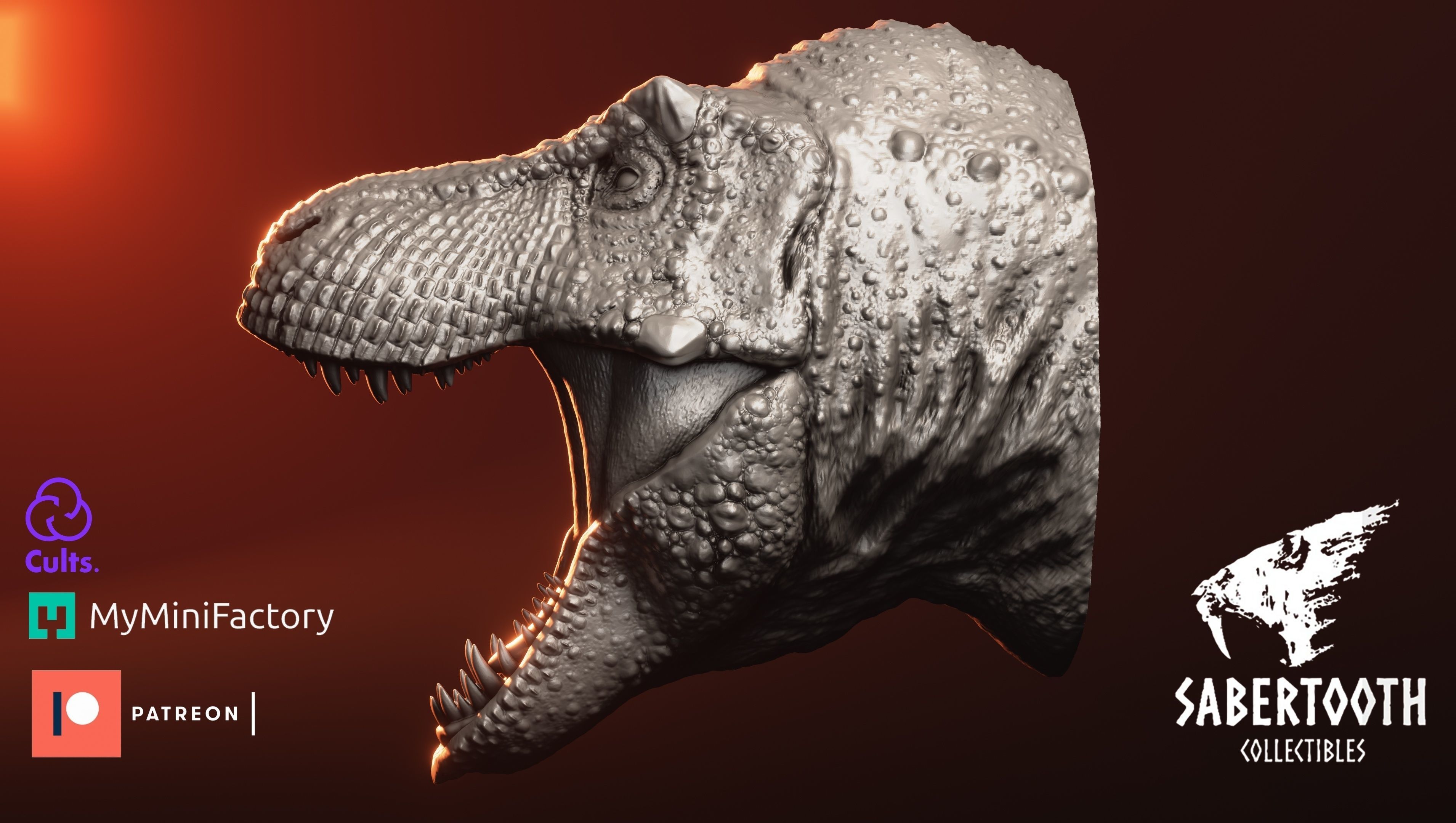 Tyrannosaurus Magnet Head 3D print model_6