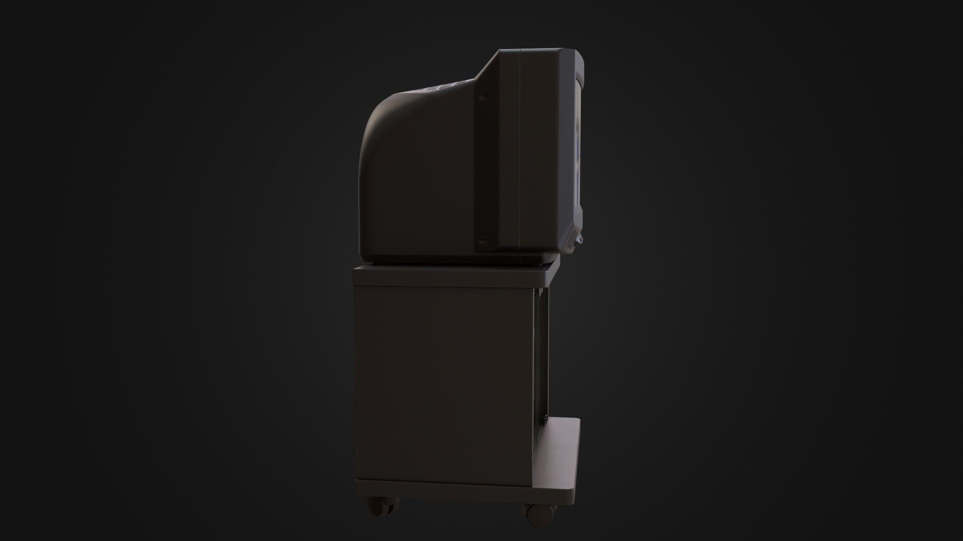 CRT Television with TV stand VCR player and VHS tapes Low-poly 3D model_12