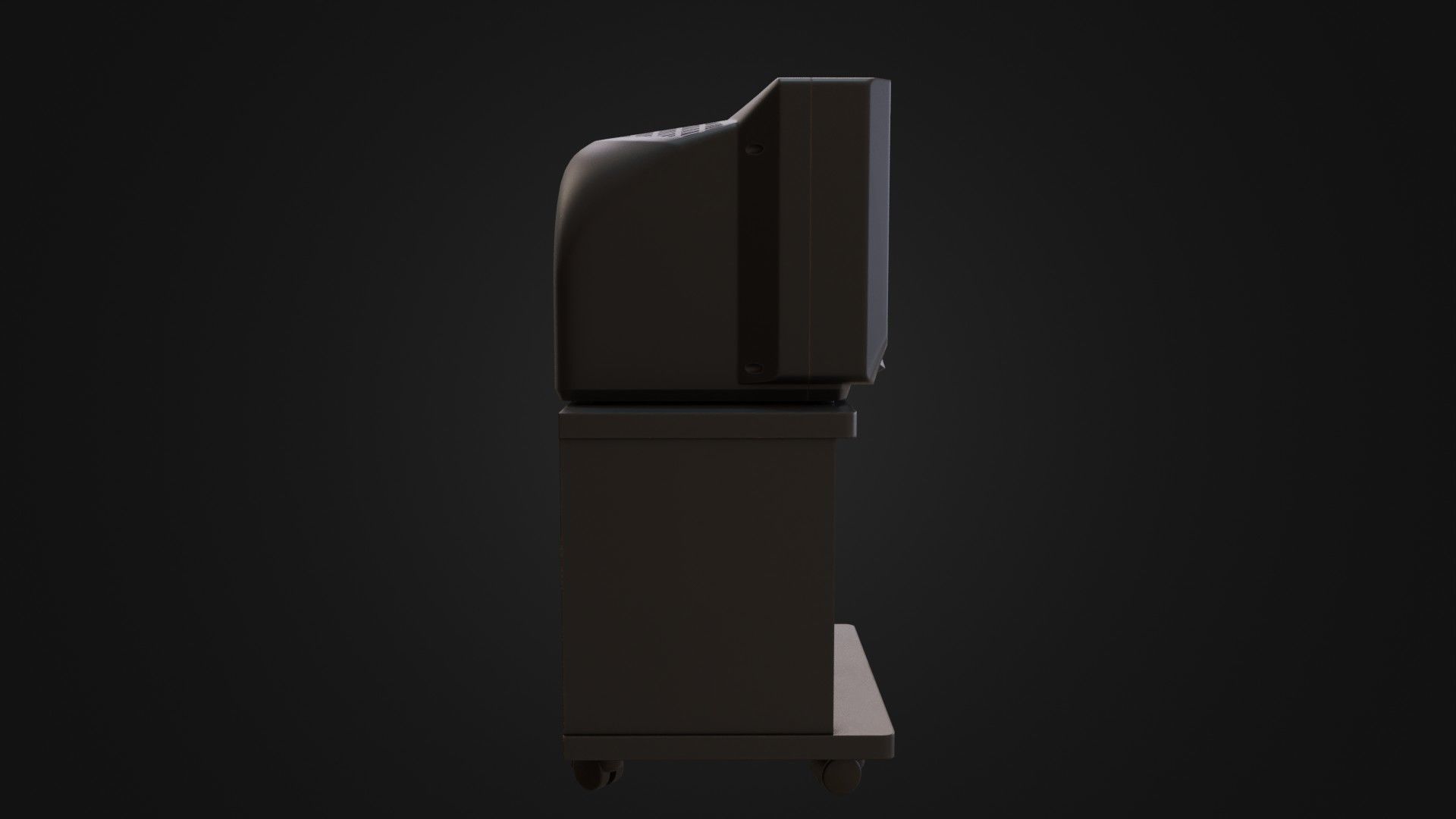 CRT Television with TV stand VCR player and VHS tapes Low-poly 3D model_13