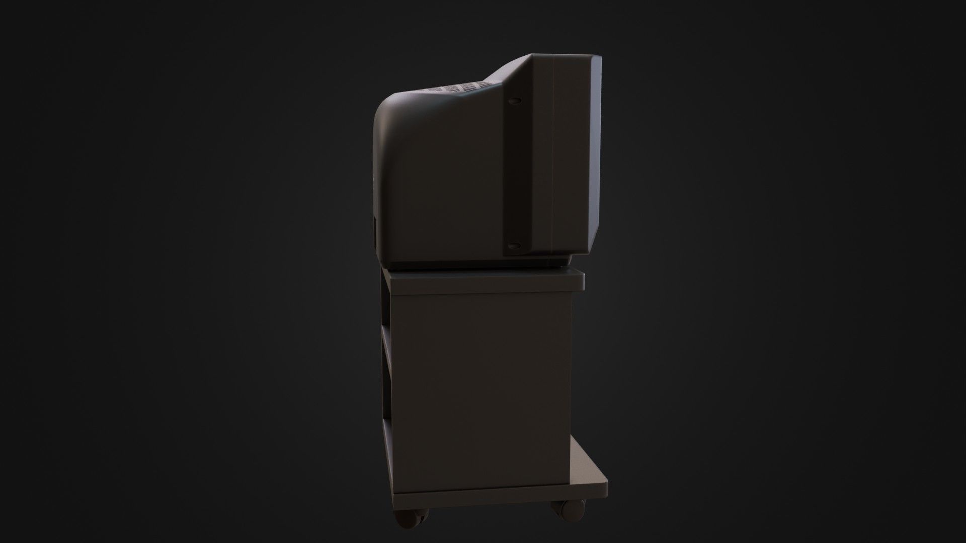 CRT Television with TV stand VCR player and VHS tapes Low-poly 3D model_14