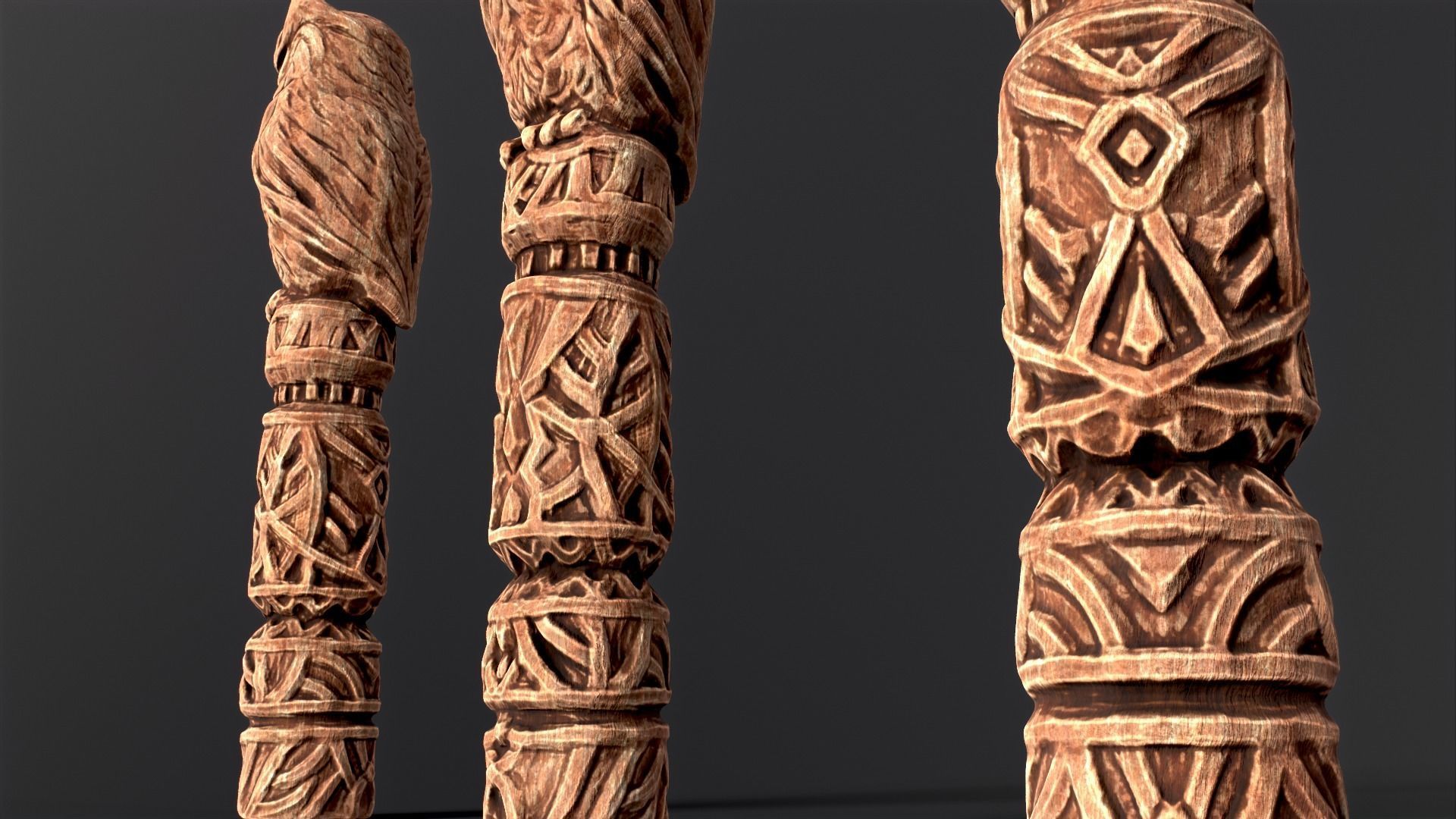 Wooden Totem Owl Pole  Low-poly 3D model_21