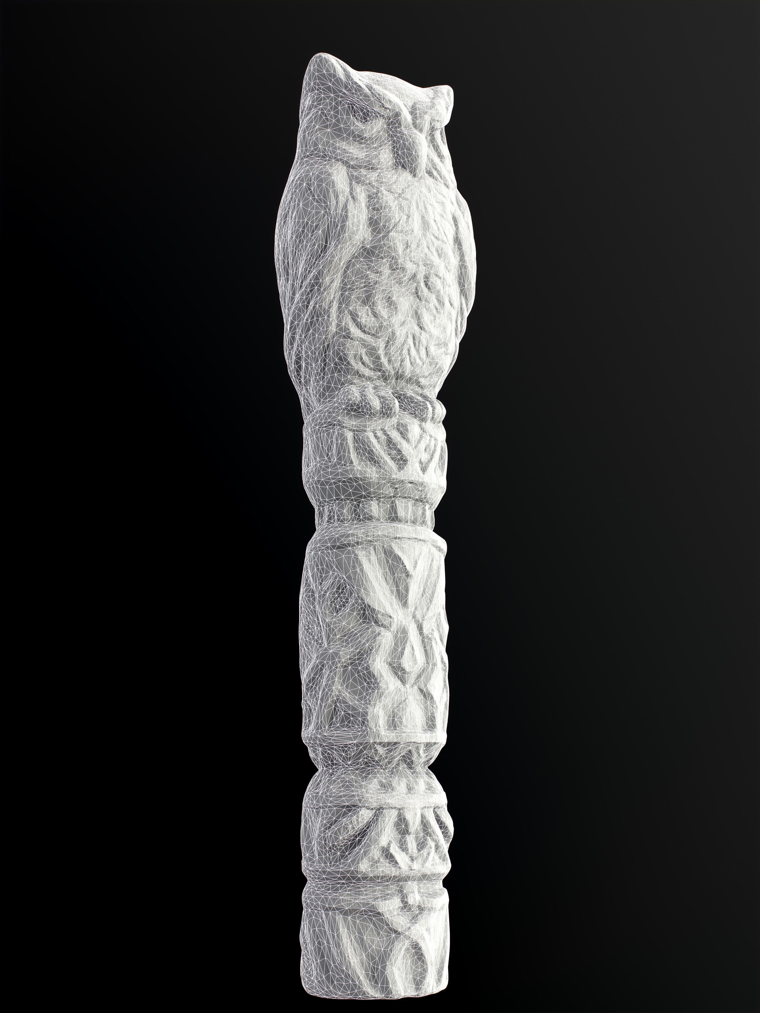 Wooden Totem Owl Pole  Low-poly 3D model_27