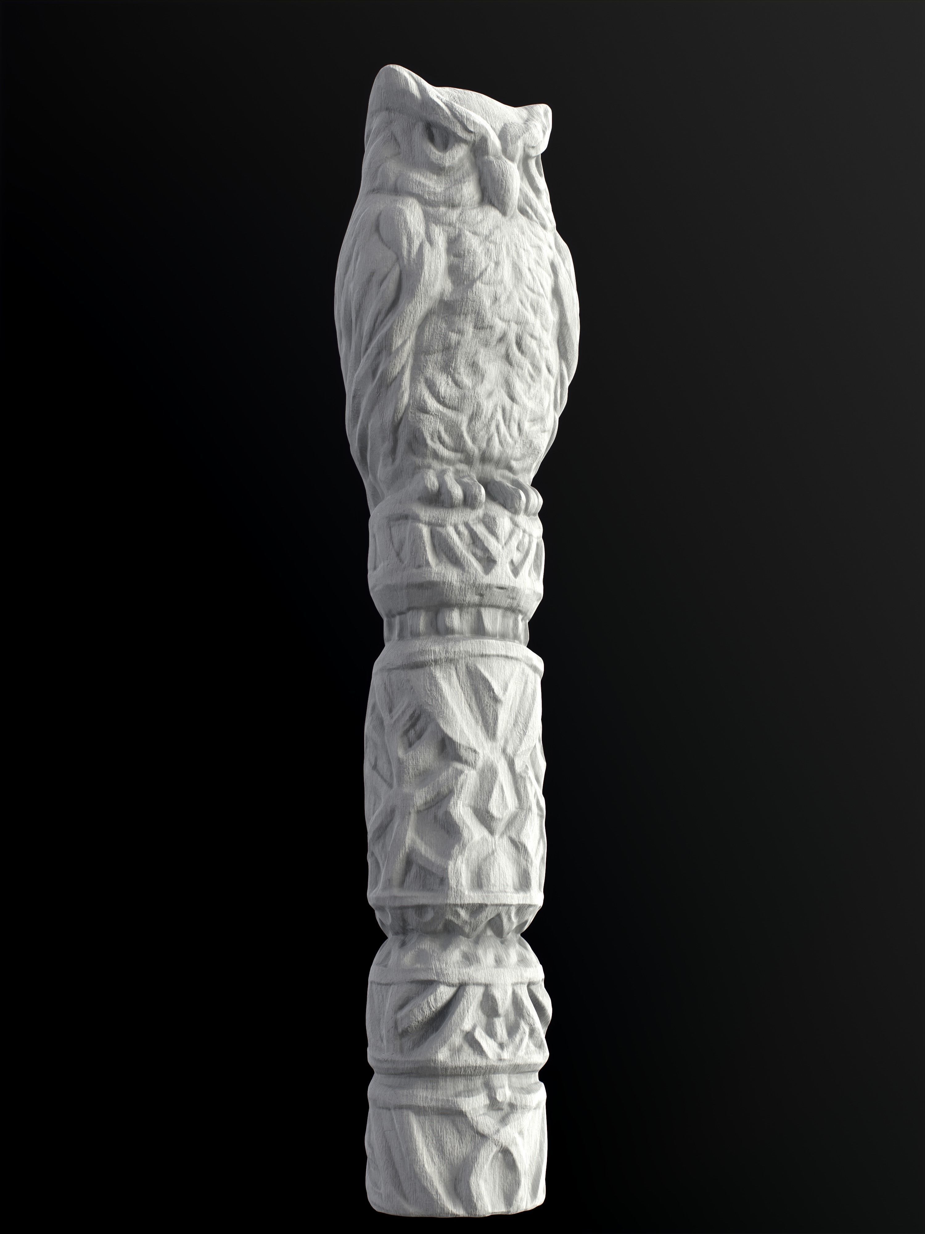 Wooden Totem Owl Pole  Low-poly 3D model_25