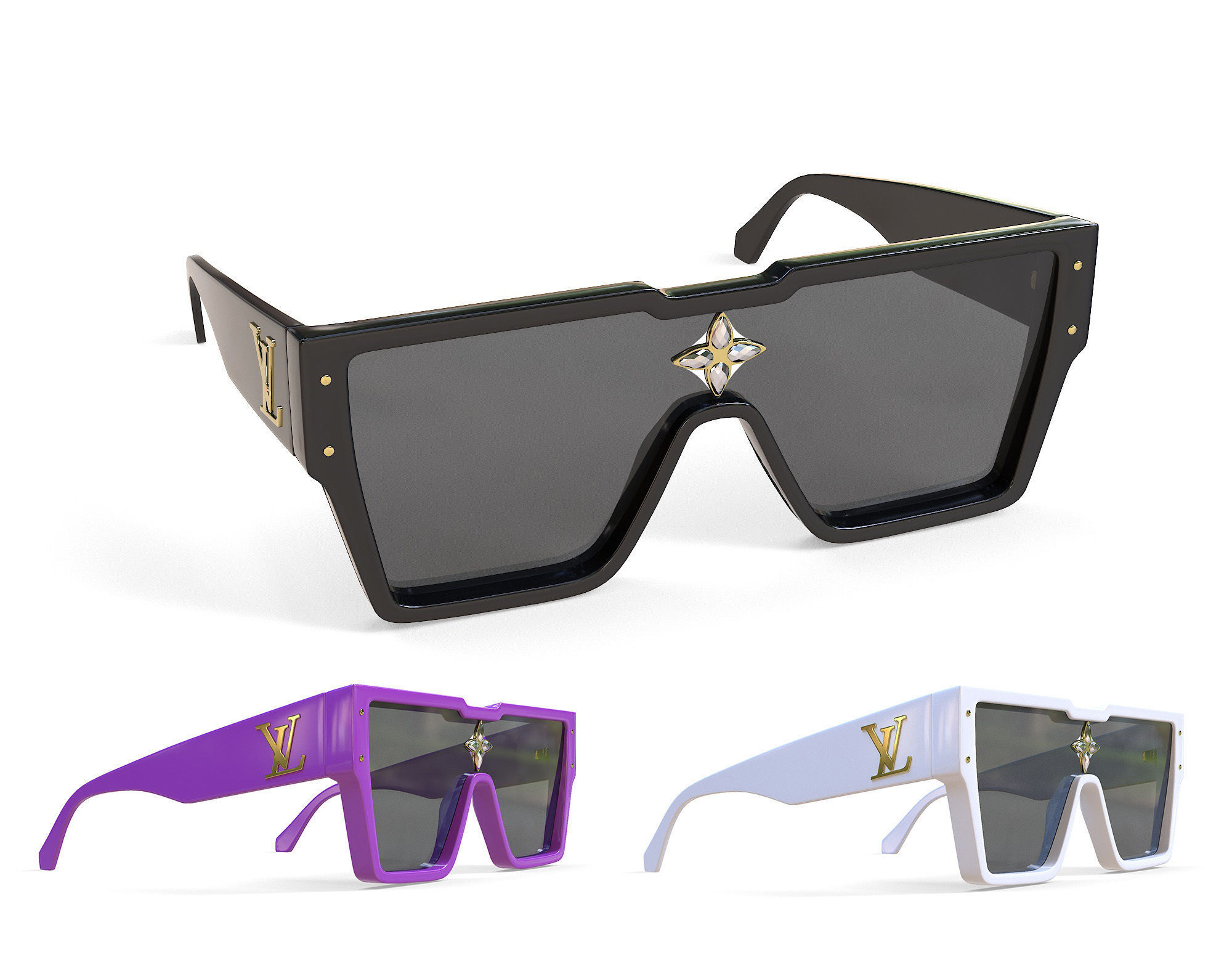 Louis Vuitton Cyclone Sunglasses Low-poly 3D model_0