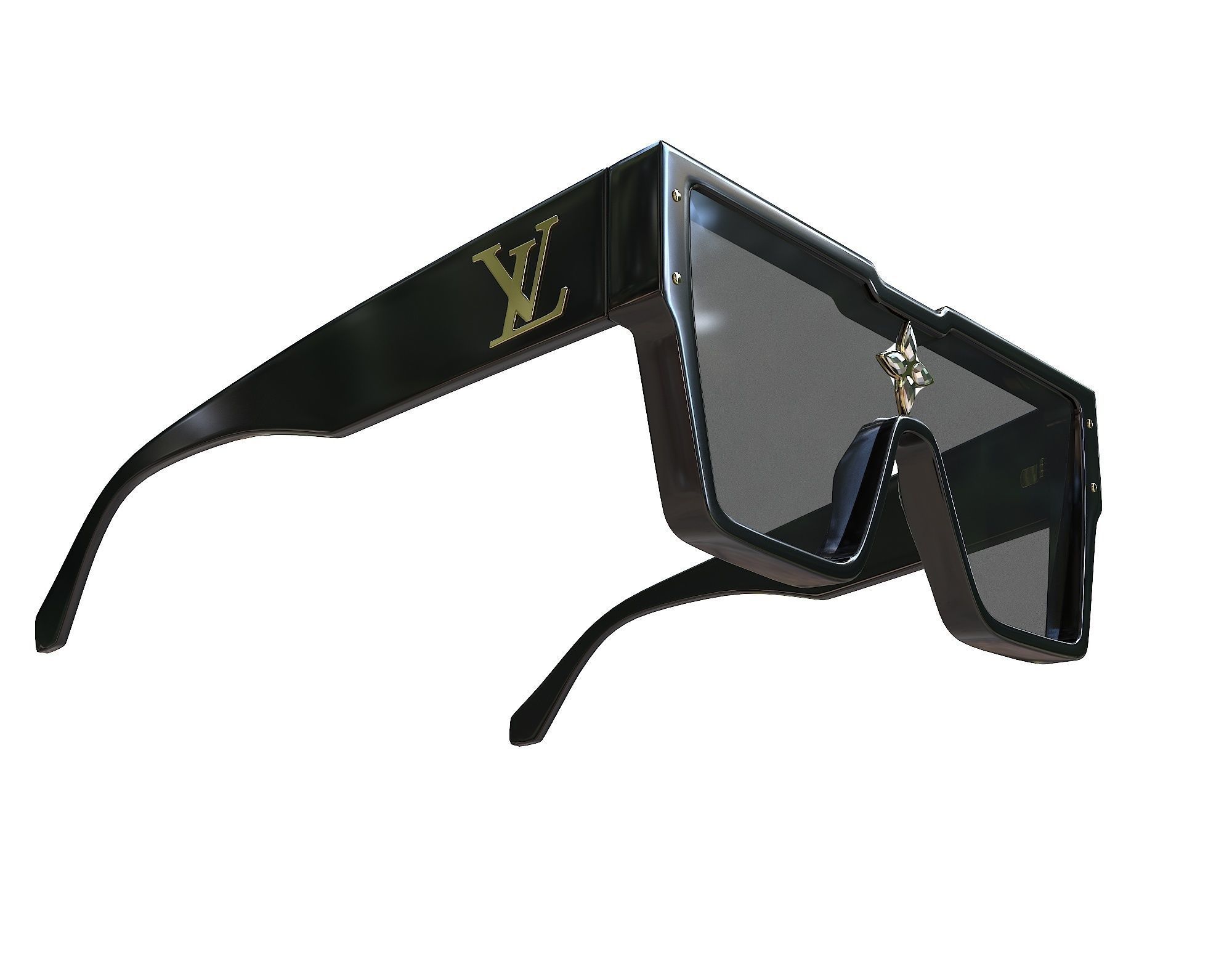 Louis Vuitton Cyclone Sunglasses Low-poly 3D model_3