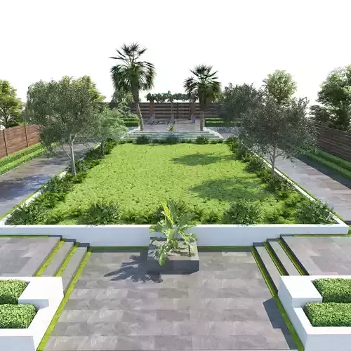 Private Park Landscape 3d exterior scene 3D model